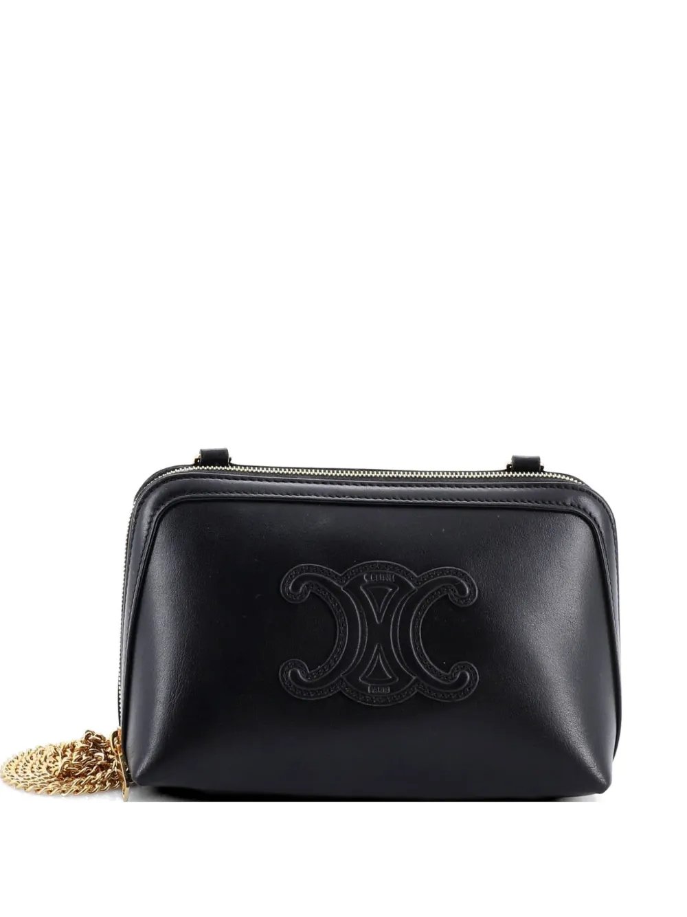 Cuir Triomphe Zip Around Chain Clutch Leather crossbody bag