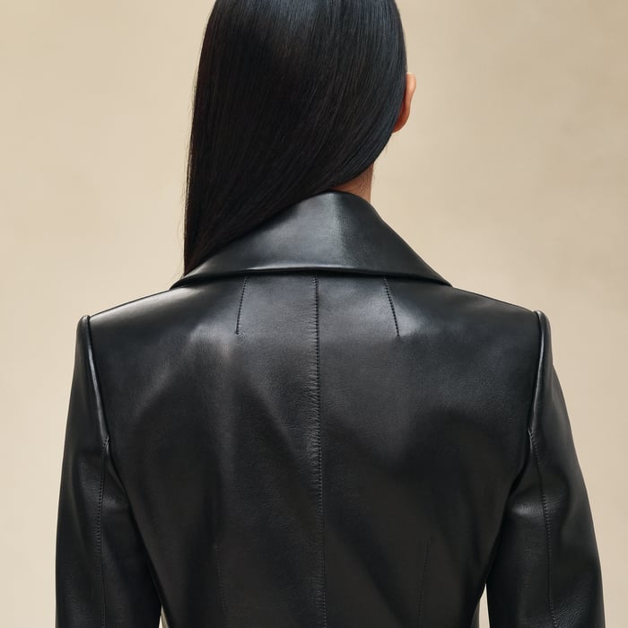Noir Leather Suit Coat