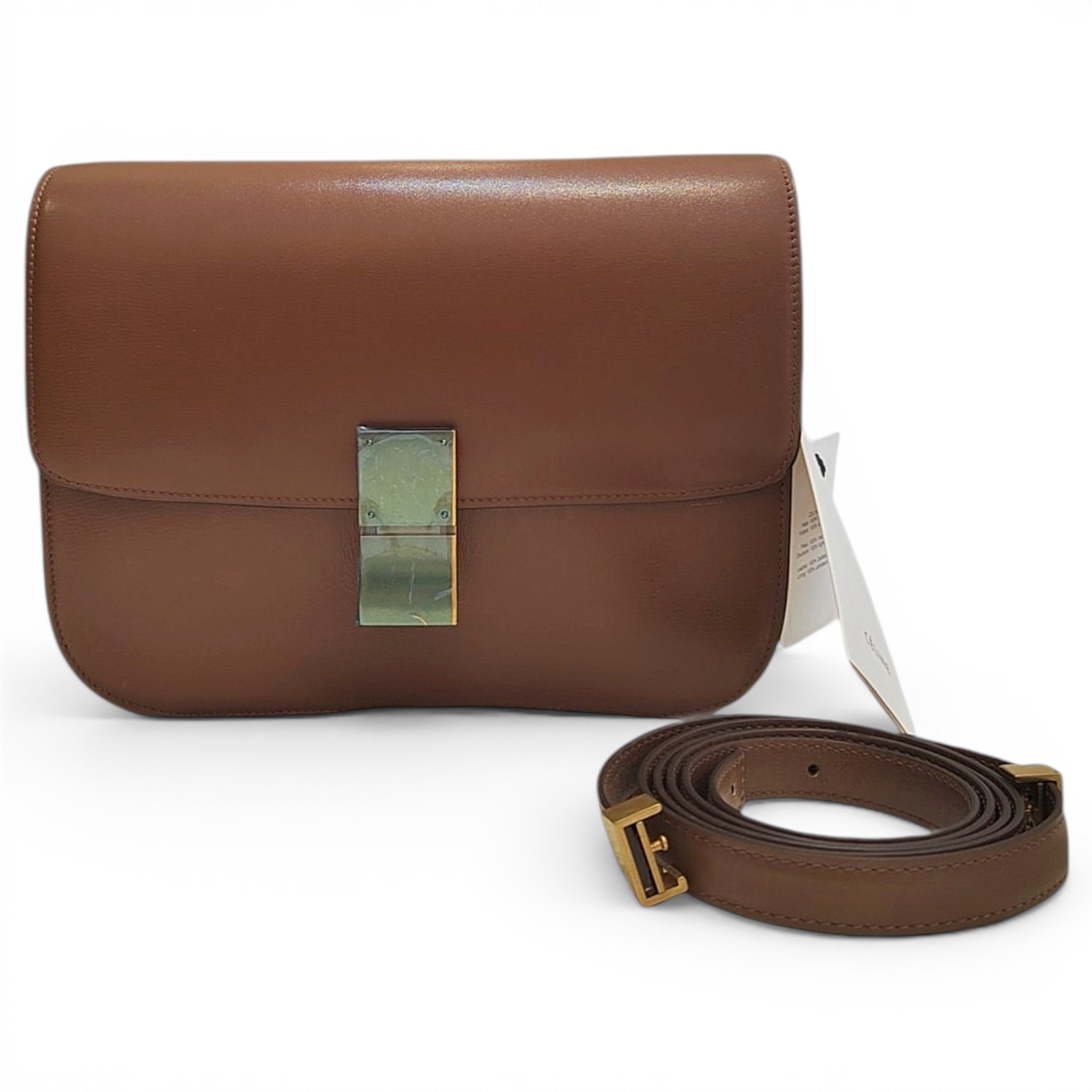 Clasp box leather handbag