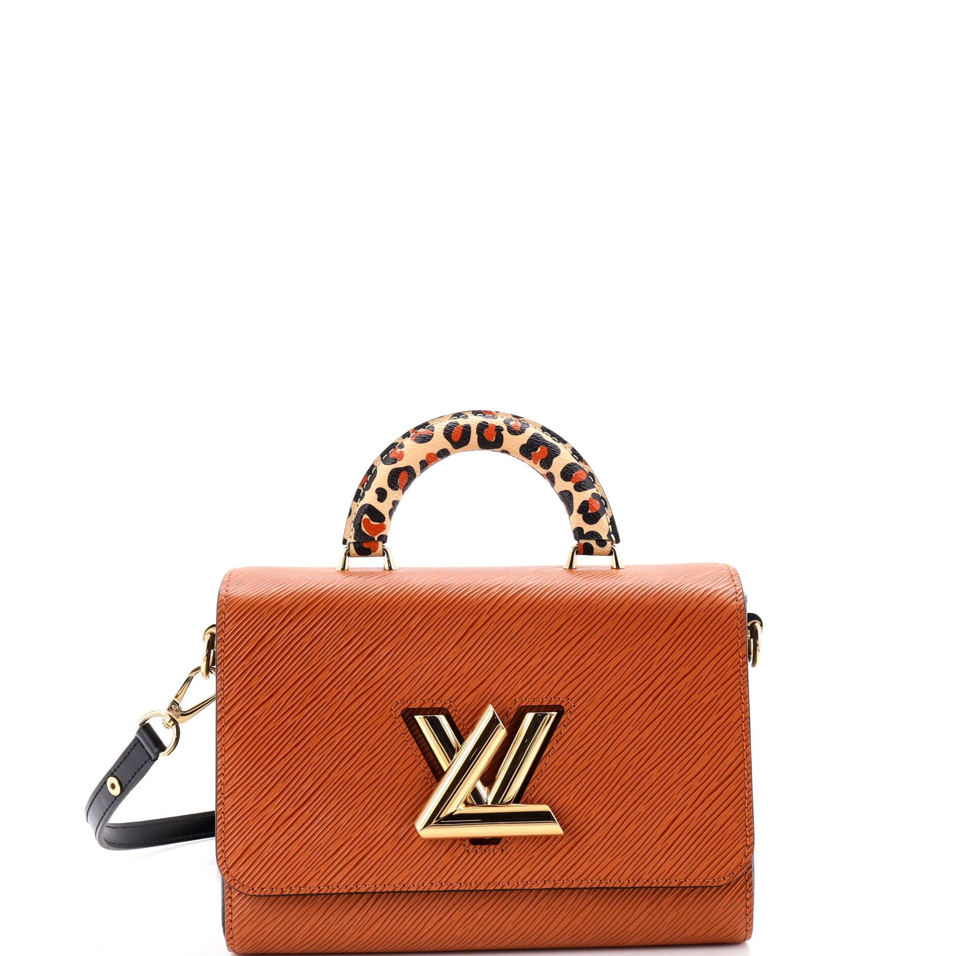 Twist Top Handle Bag Epi Leather with Wild at Heart Leopard Print Coated Canvas MM