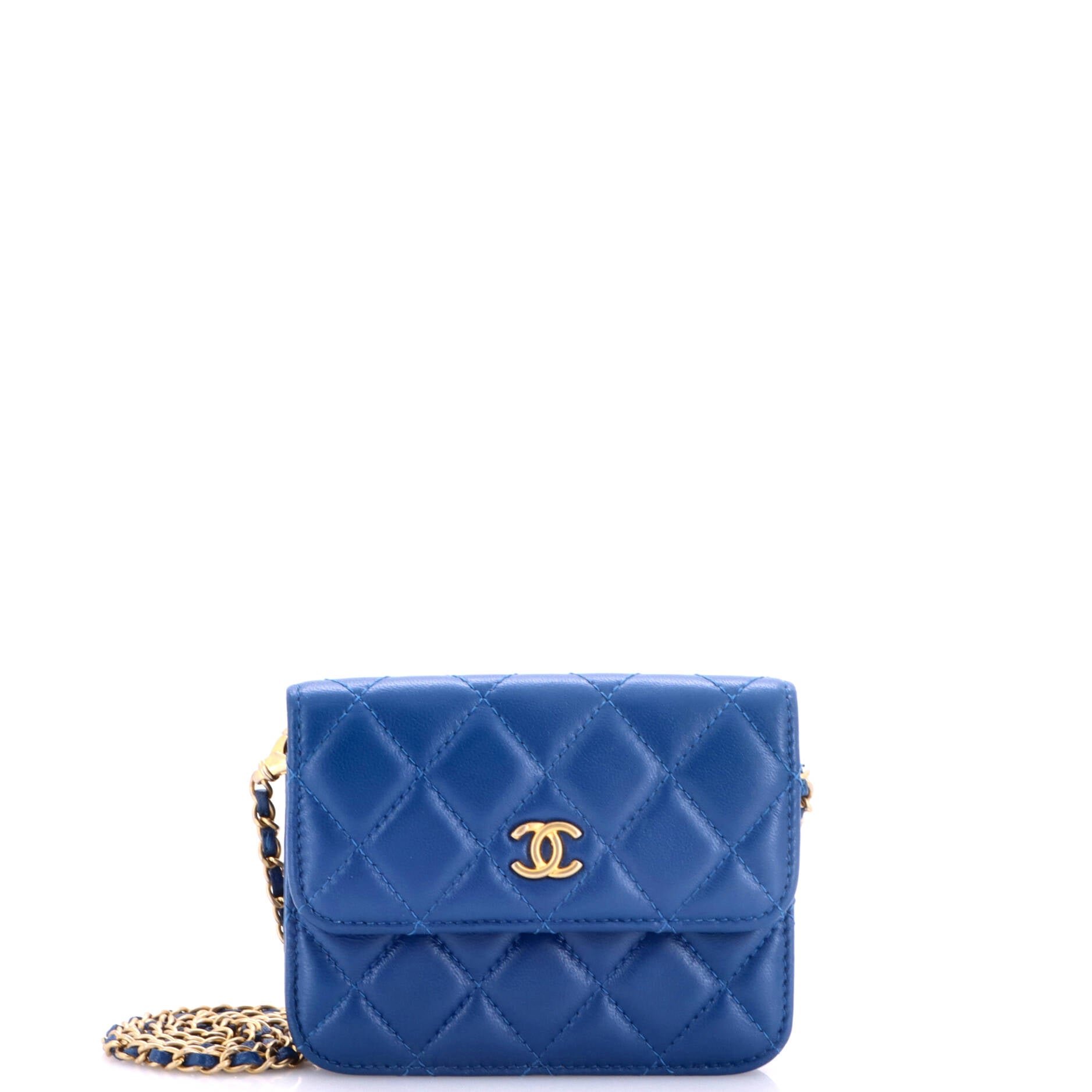 Pearl Crush Flap Clutch with Chain Quilted Lambskin Mini