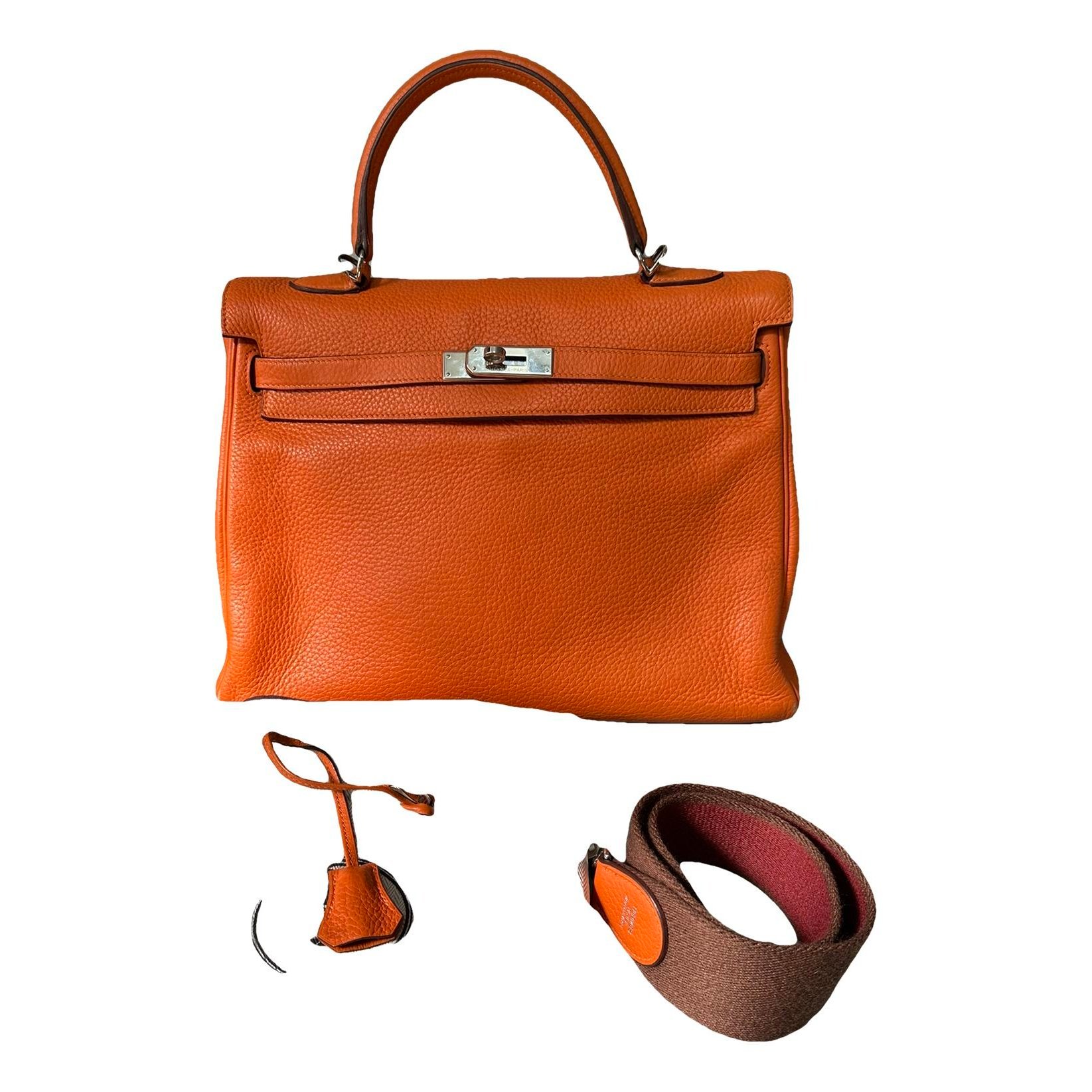Hermes Kelly 35 Handbag Orange Togo Leather