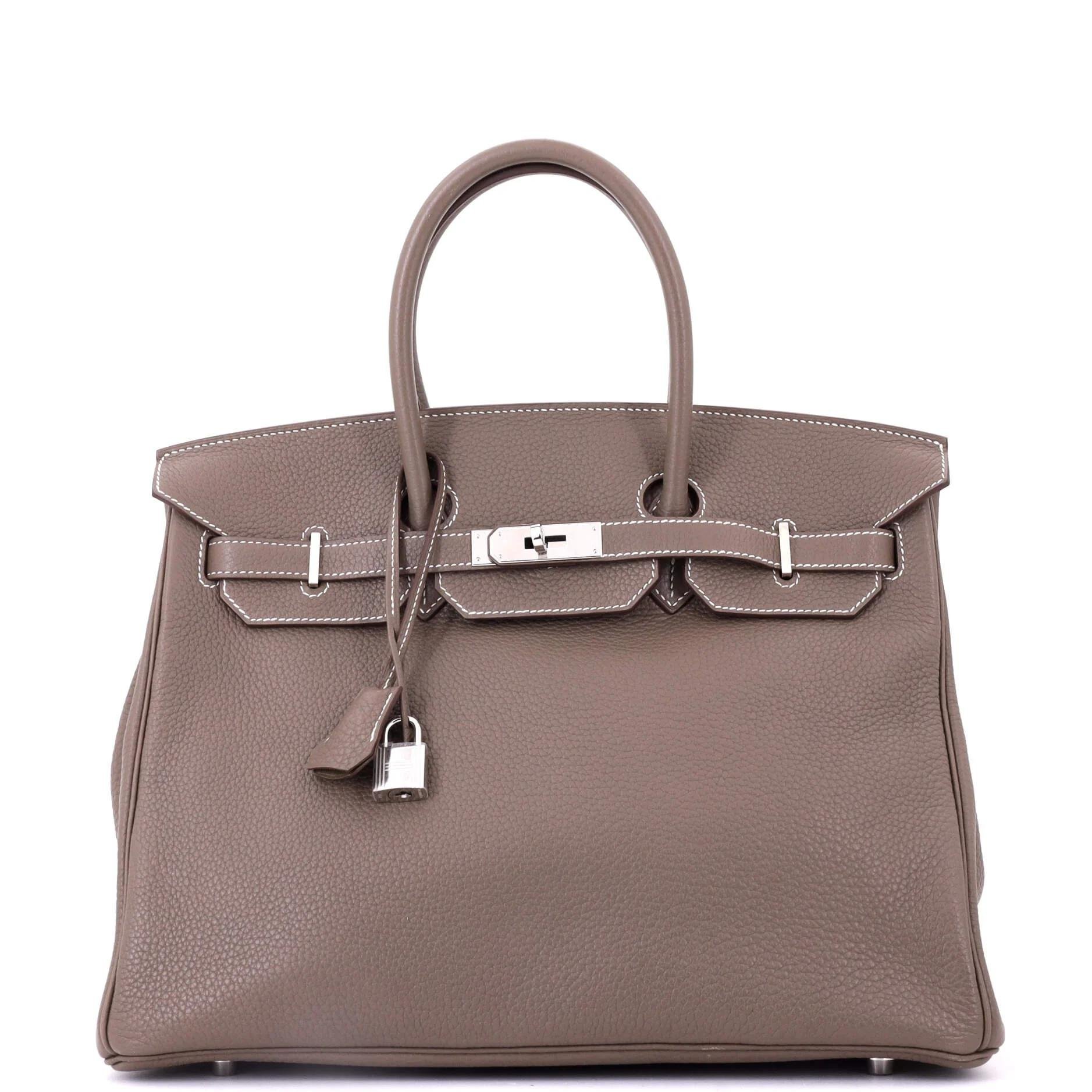 Hermes Birkin 35 Handbag Etoupe Clemence Leather 2014