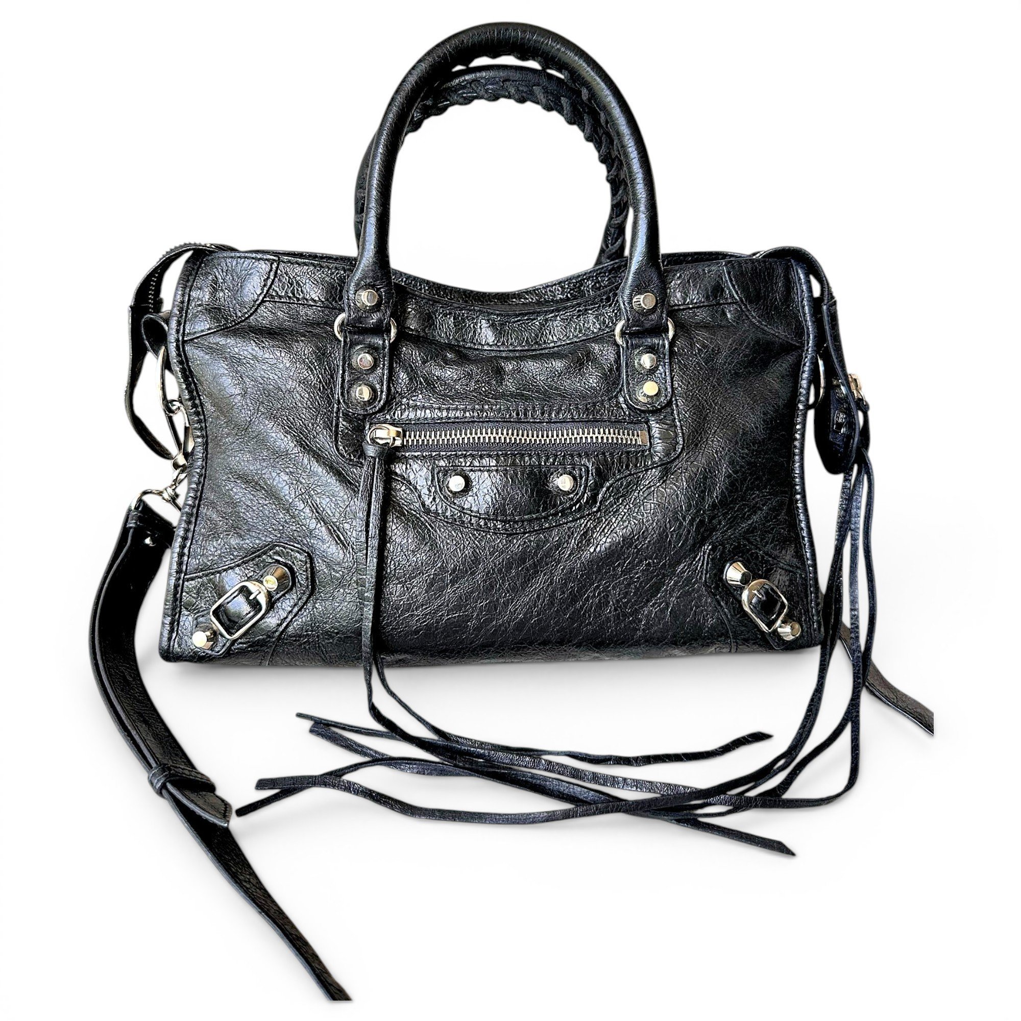 City leather handbag
