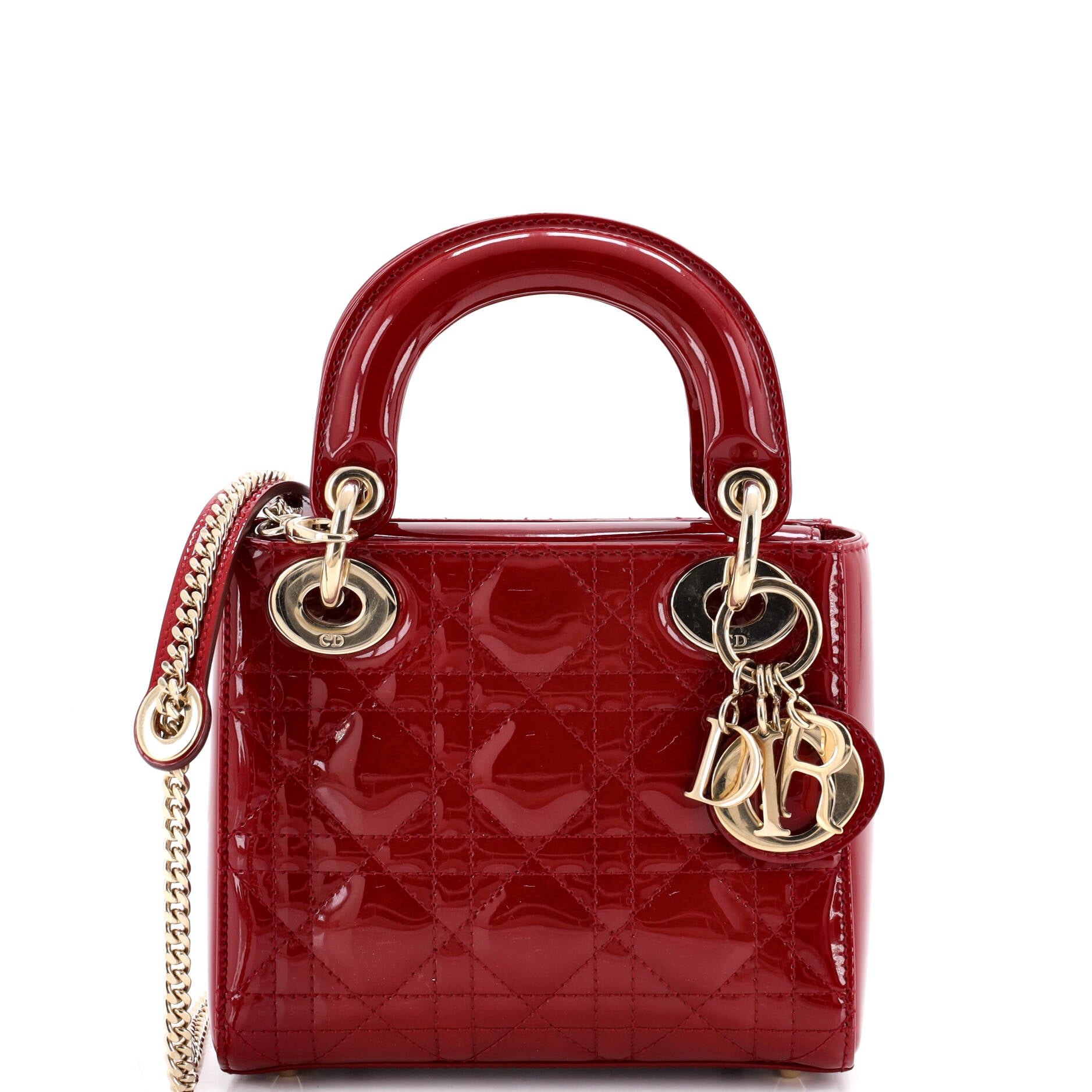 Lady Dior Chain Bag Cannage Quilt Patent Mini