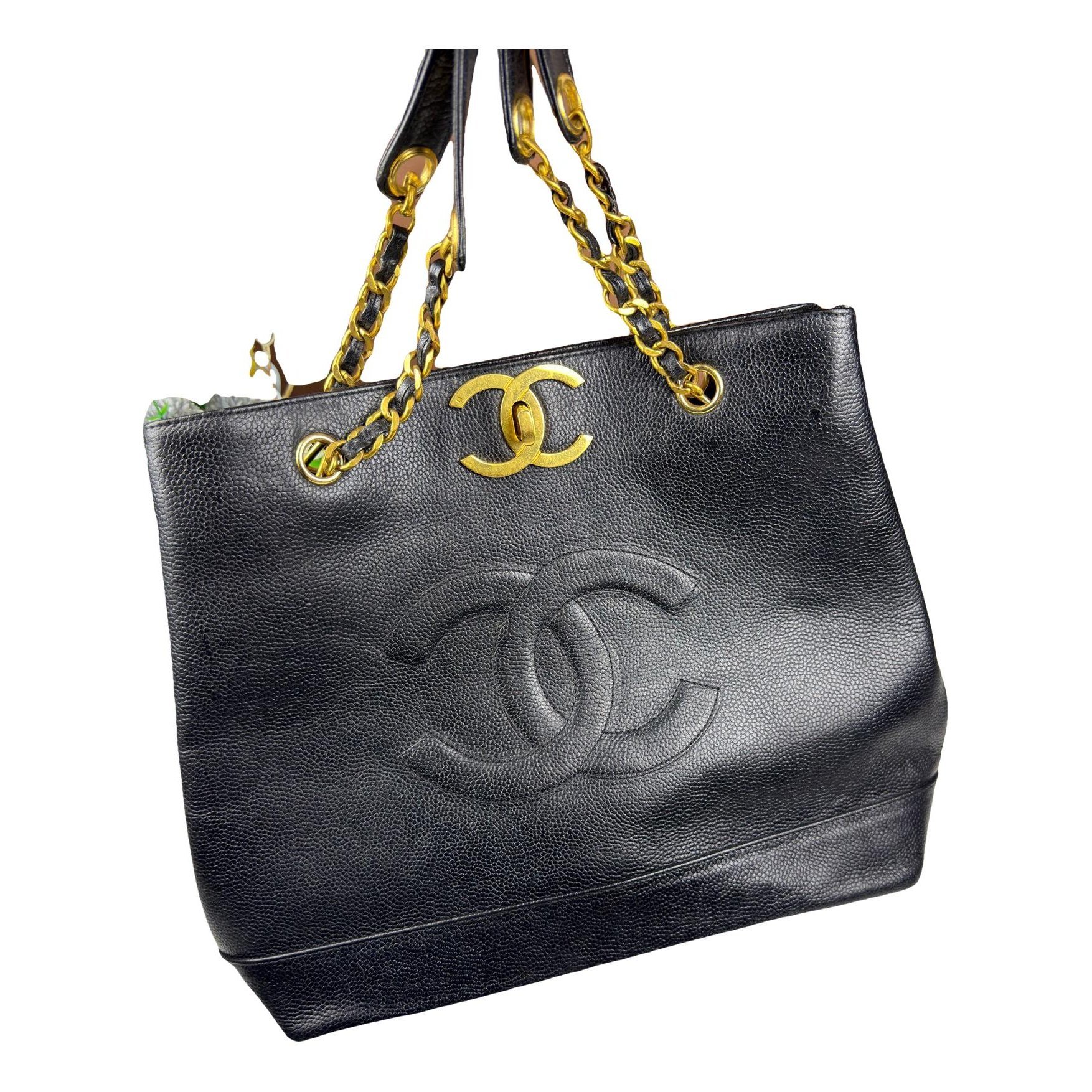Vintage CC Chain leather tote
