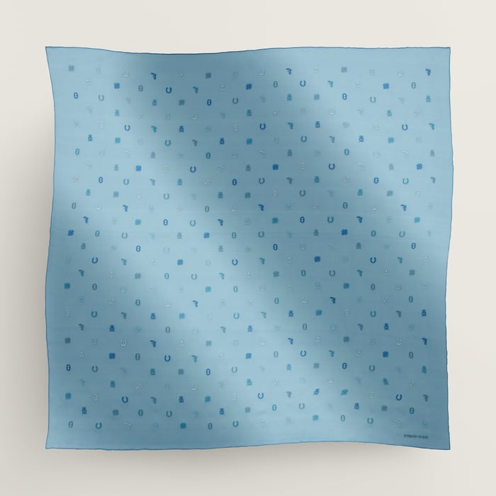 Bleu Multicharms Embroidered Scarf 100