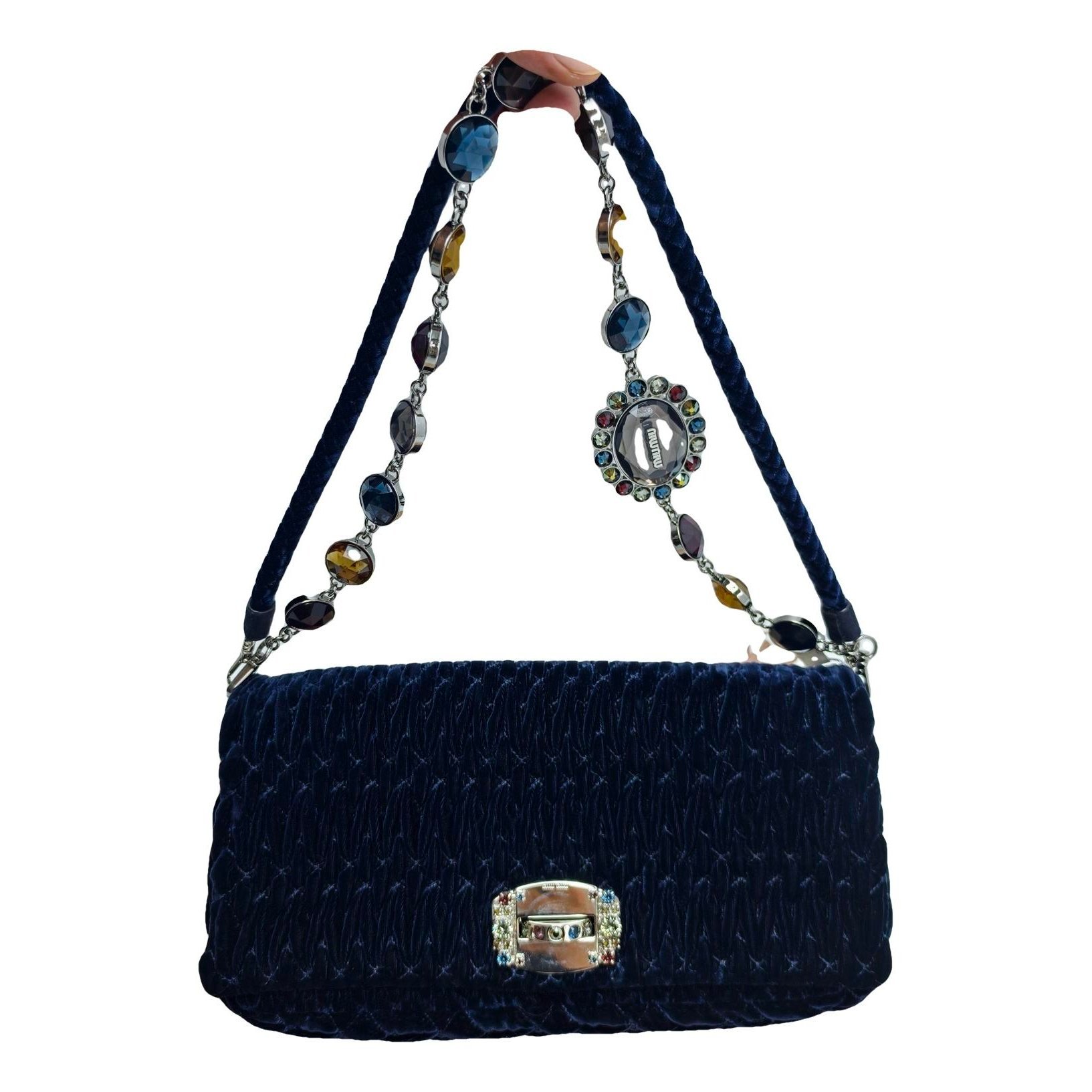 Miu Crystal velvet crossbody bag