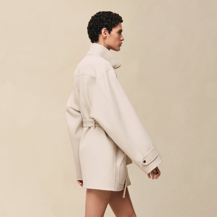 Blanc Sable Short Parka Coat