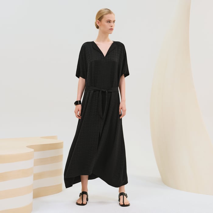 Noir "Mosaique" Belted Caftan