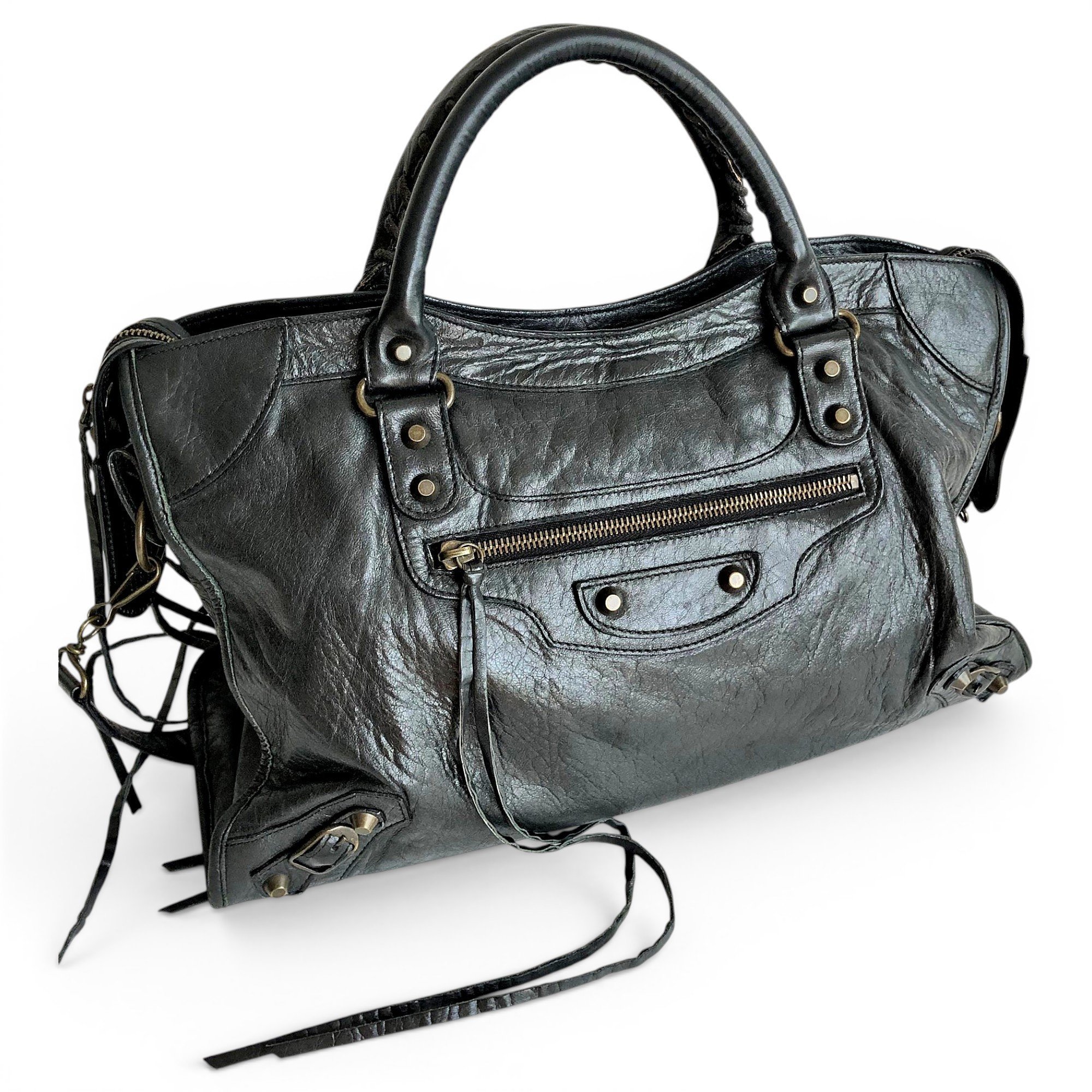 City leather handbag