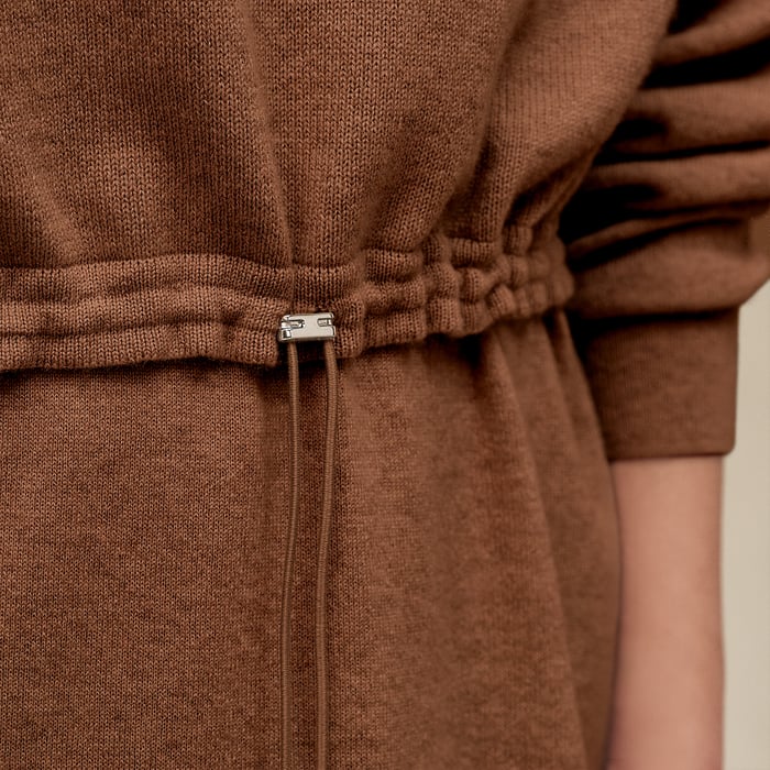 Marron Fauve Mid-length Cashmere Dress
