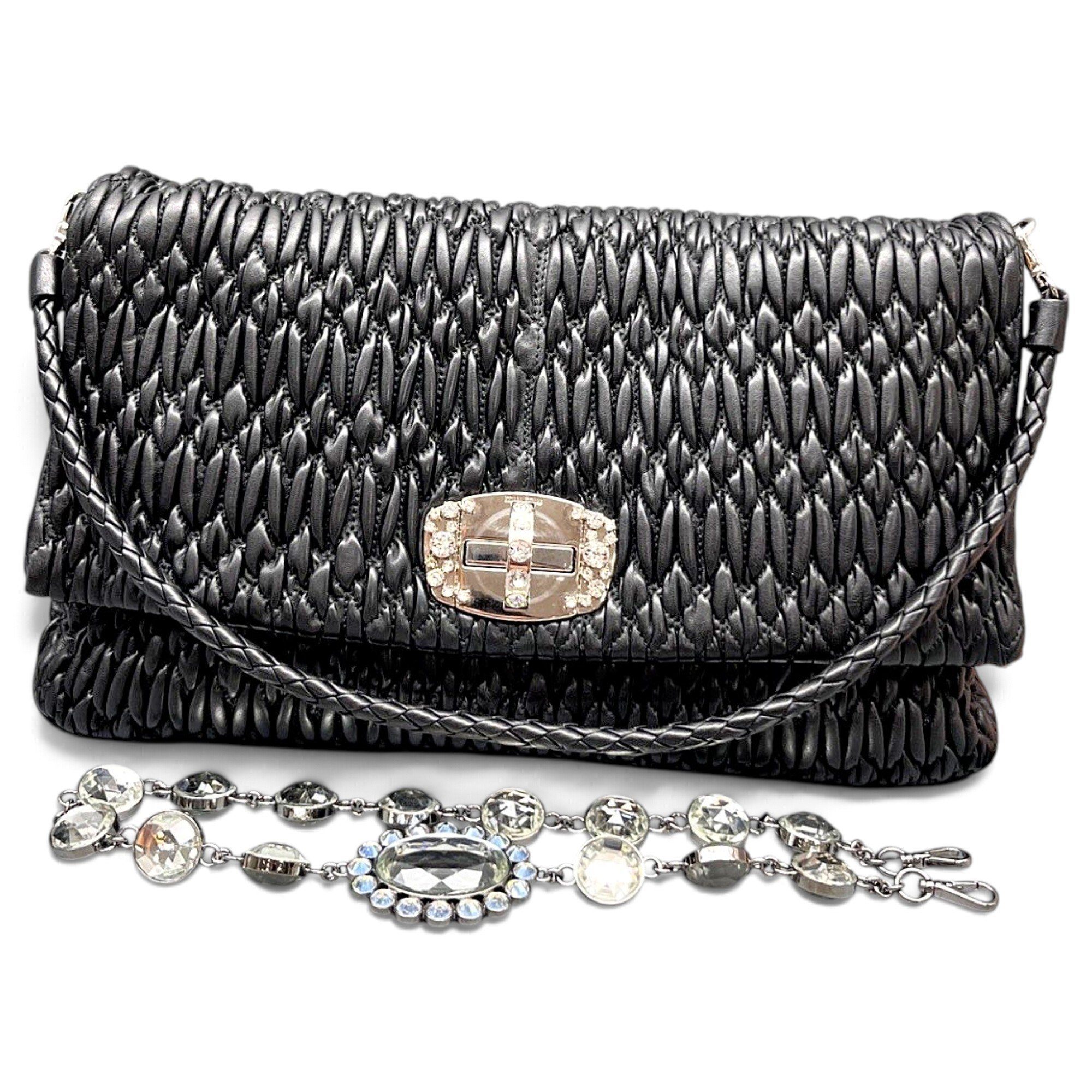 Miu Crystal leather handbag