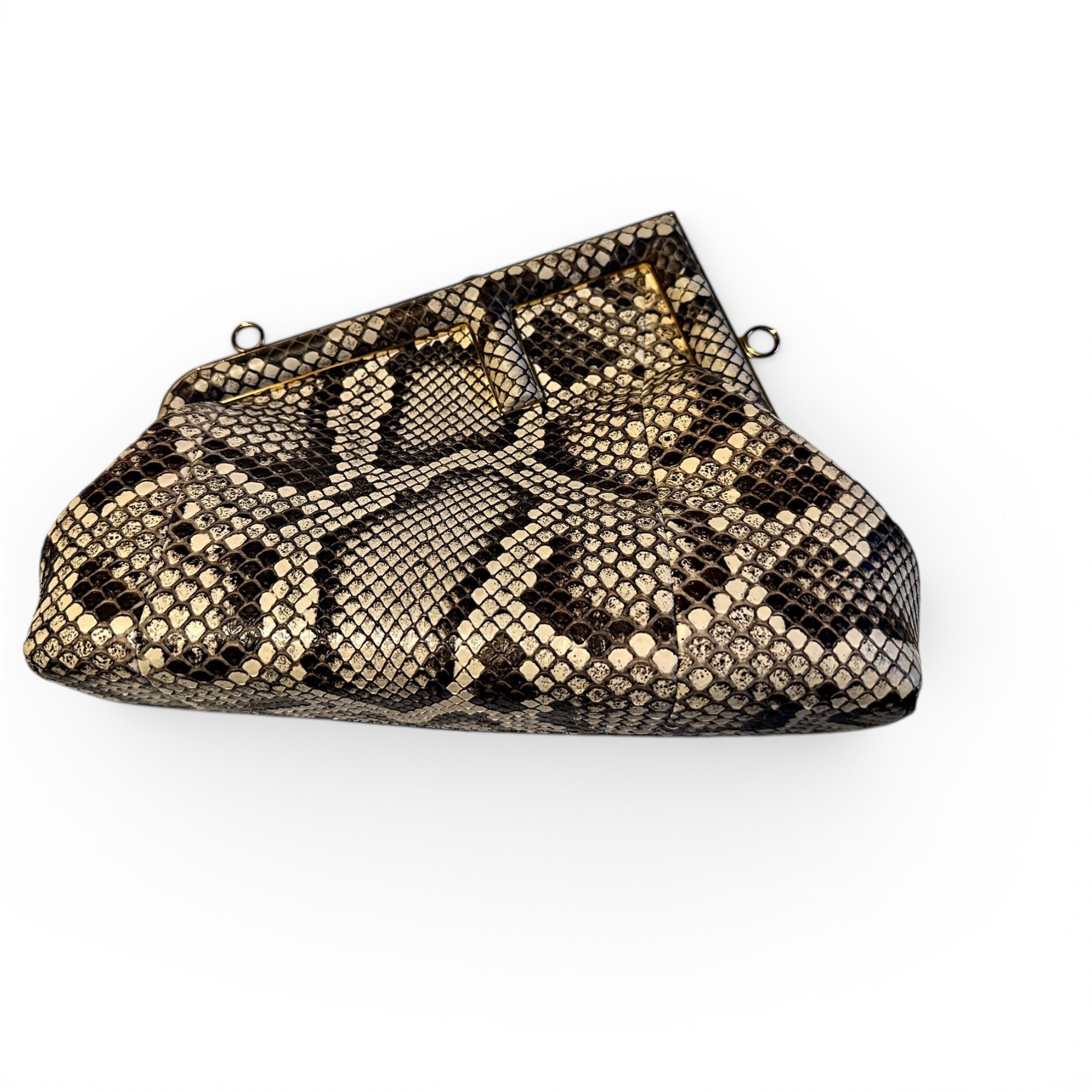 Baguette python clutch bag