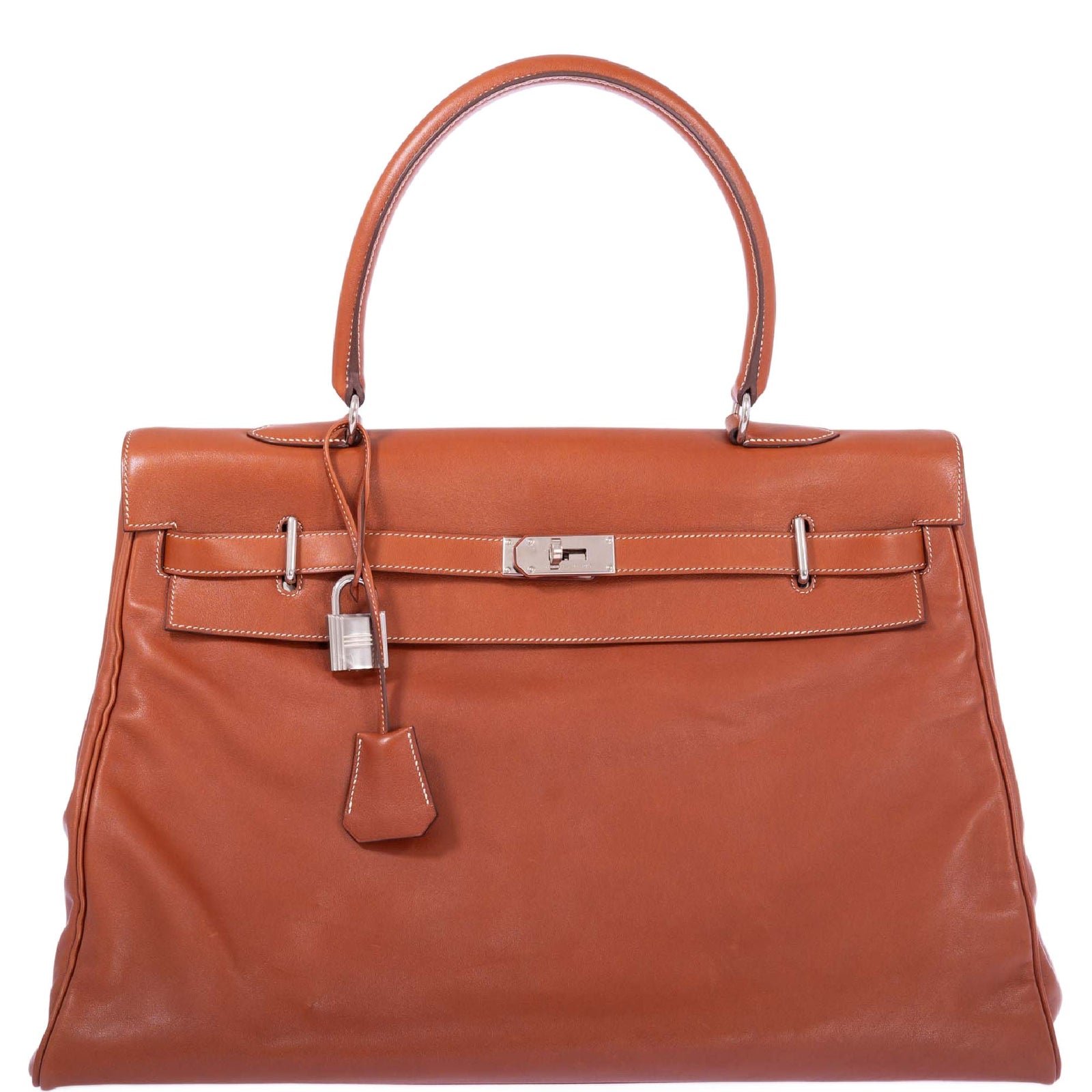 Hermes Hermès Kelly Relax 50 Fauve Swift Palladium Hardware