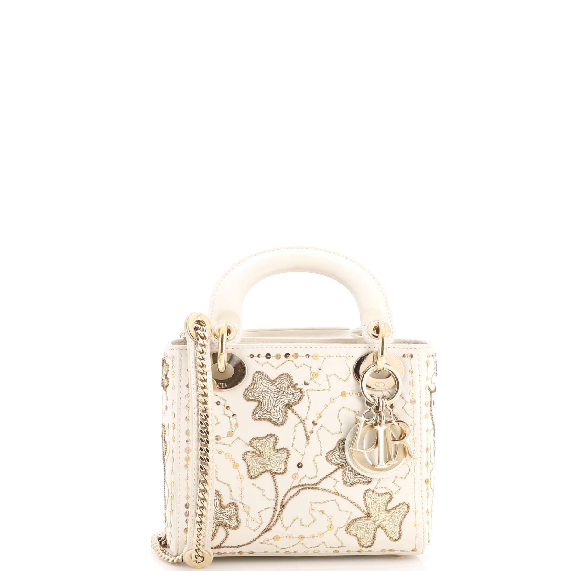 Lady Dior Chain Bag Embroidered Calfskin Mini