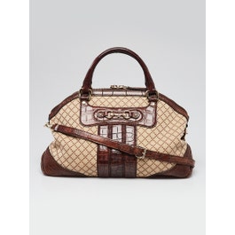 Gucci Gucci Beige/Ebony Diamante Canvas/Embossed Leather Catherine Medium Satchel Bag