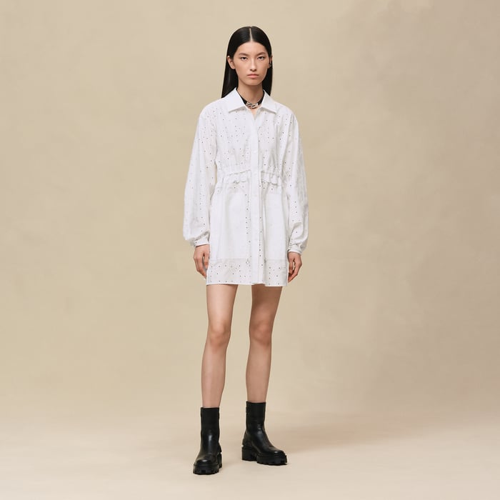 Blanc Embroidered Drawstring Dress