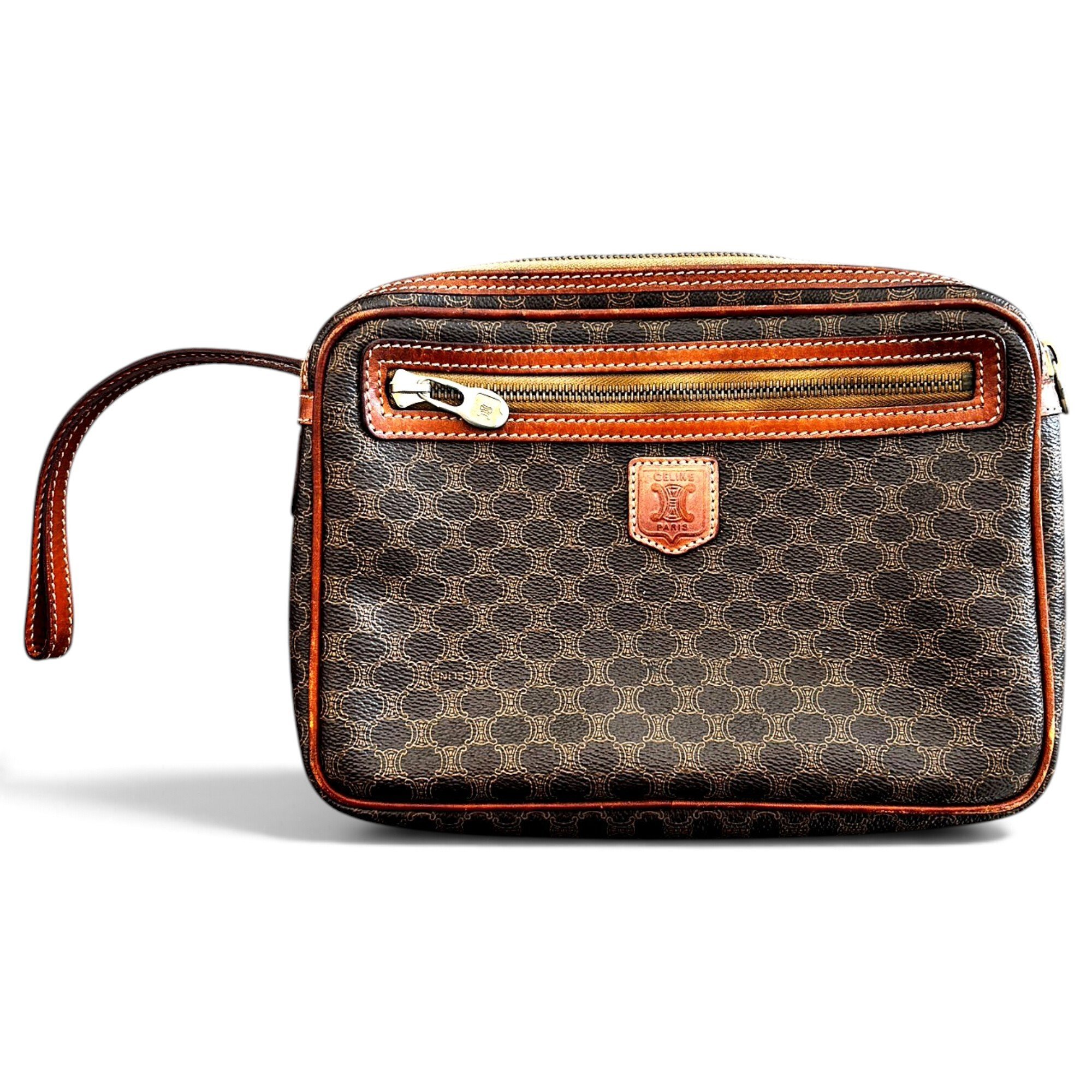Triomphe Vintage leather clutch bag