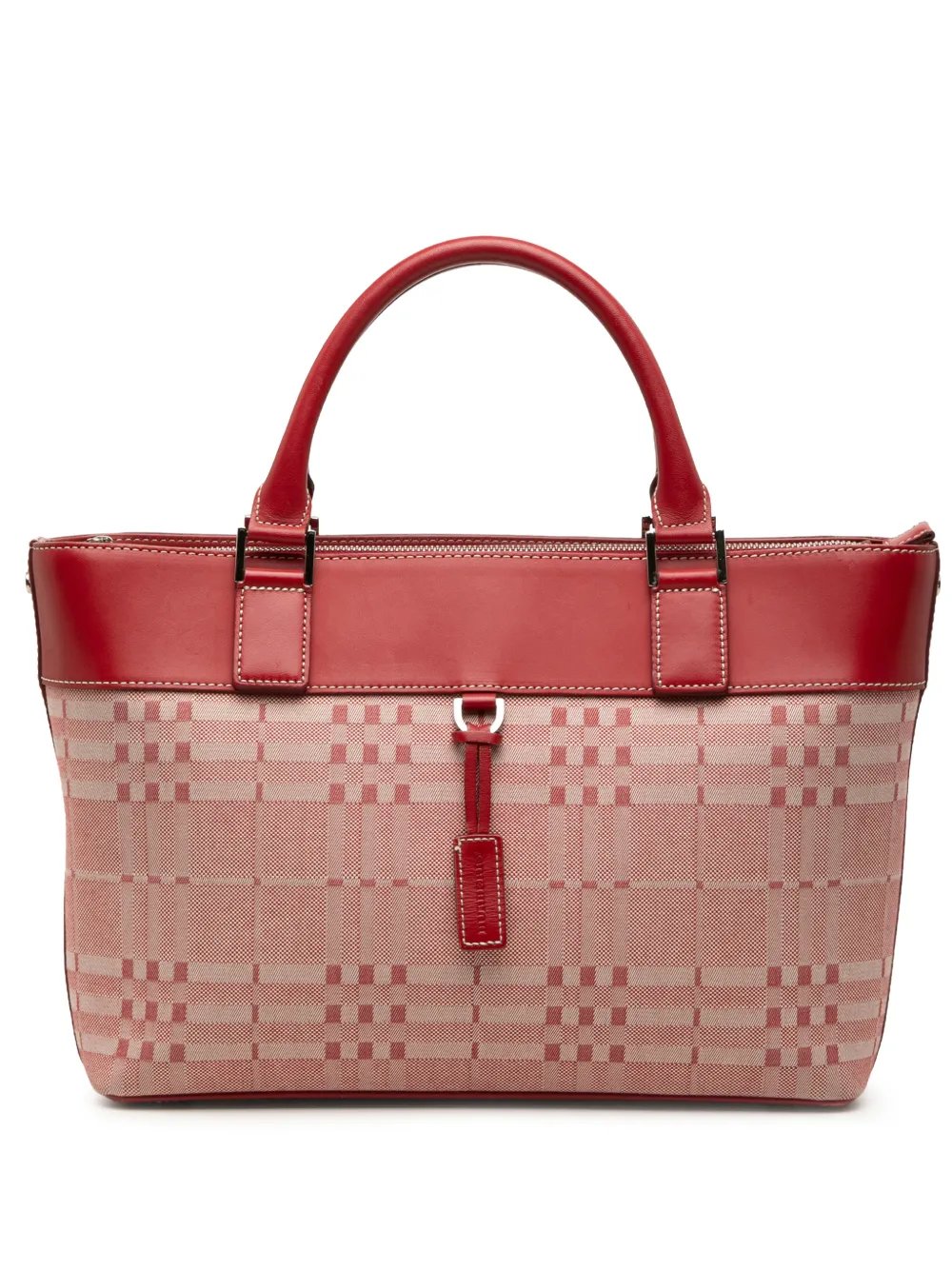 Burberry 2000-2017 Leather Trimmed Tonal Check Canvas handbag