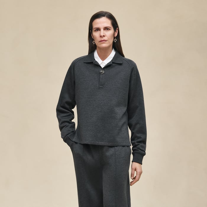 Gris Obscur Polo Shirt Ith Raglan Sleeves