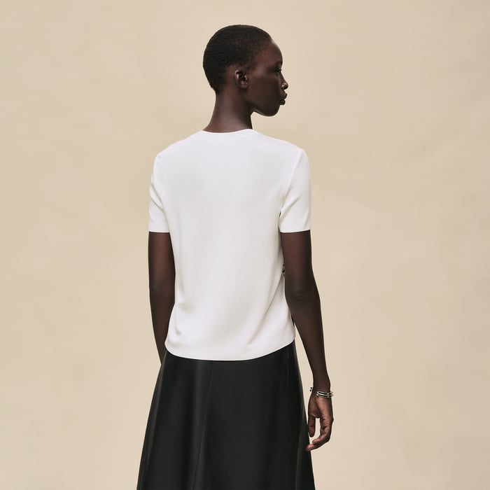 Blanc Nacre "Ferronnerie Remix" Short-sleeve Twillaine Sweater