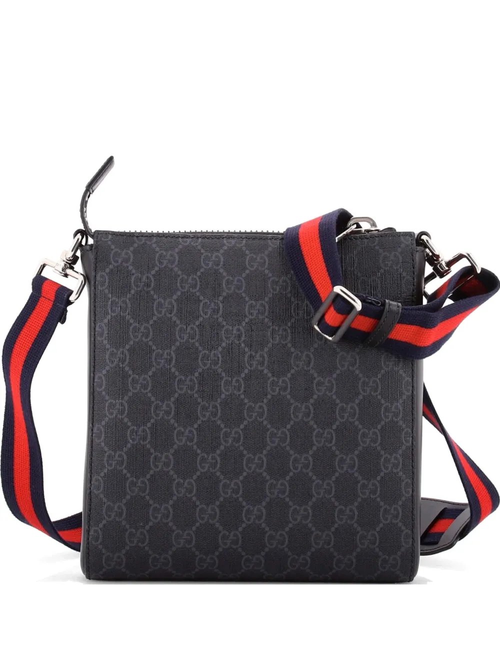 Web Strap Front Zip Messenger Bag GG Coated Canvas Small crossbody bag