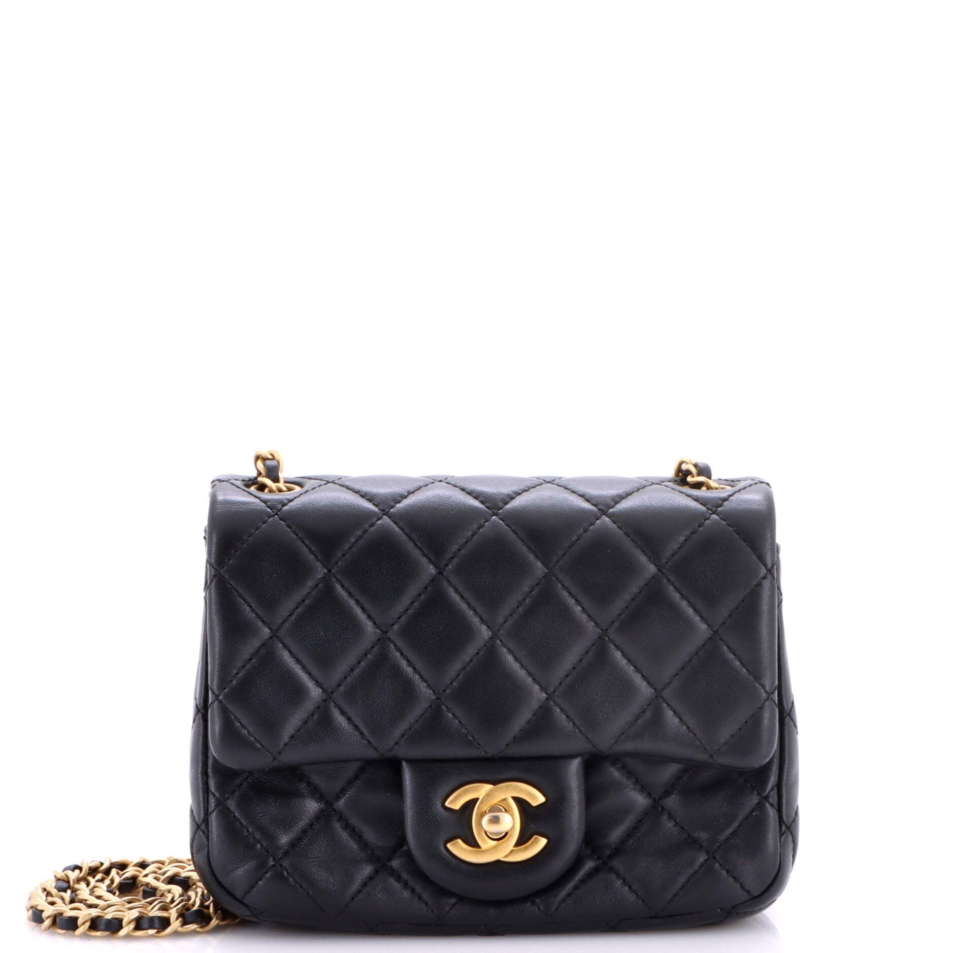 Pearl Crush Square Flap Bag Quilted Lambskin Mini