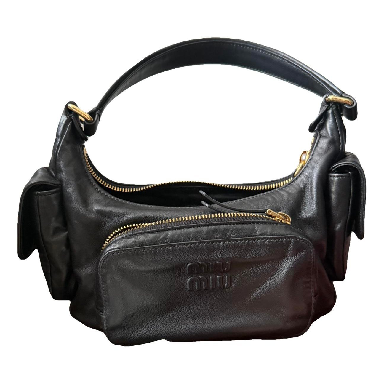 Pocket leather handbag