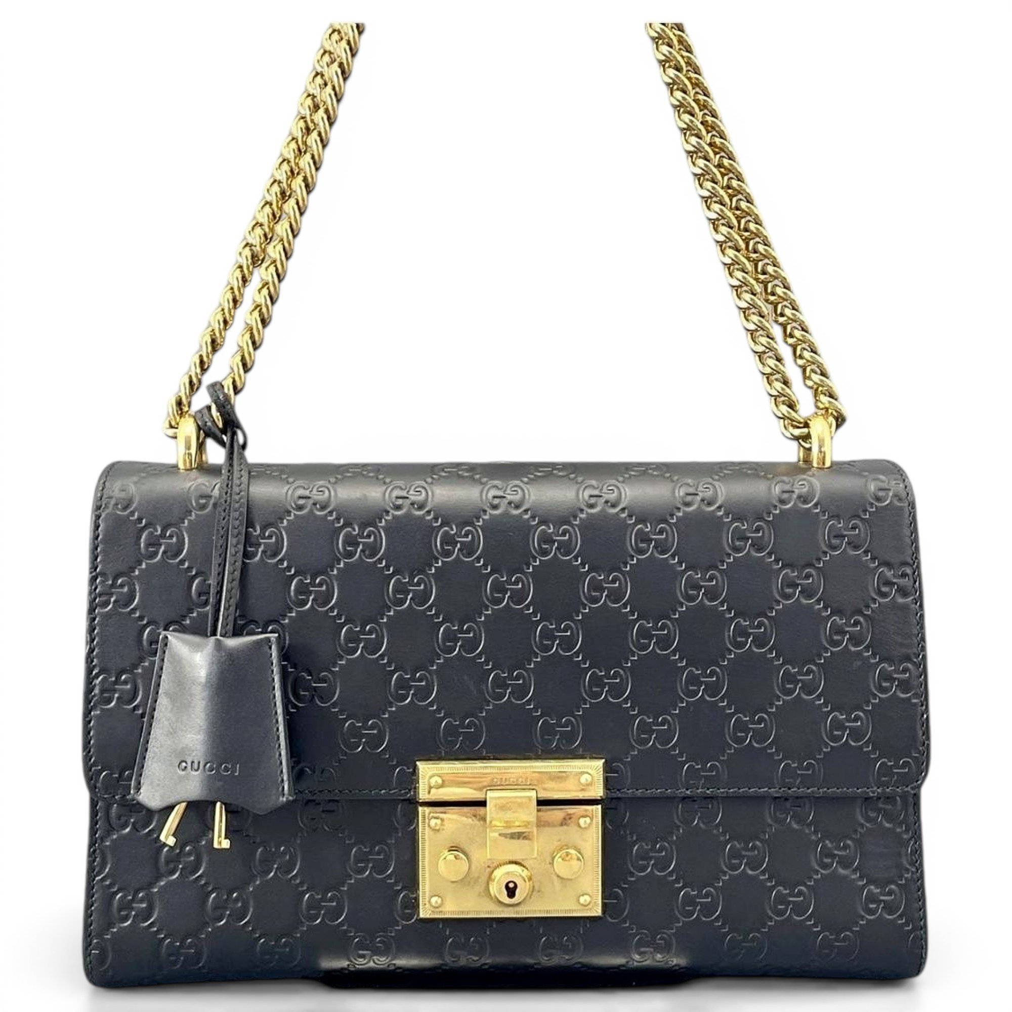 Padlock leather handbag