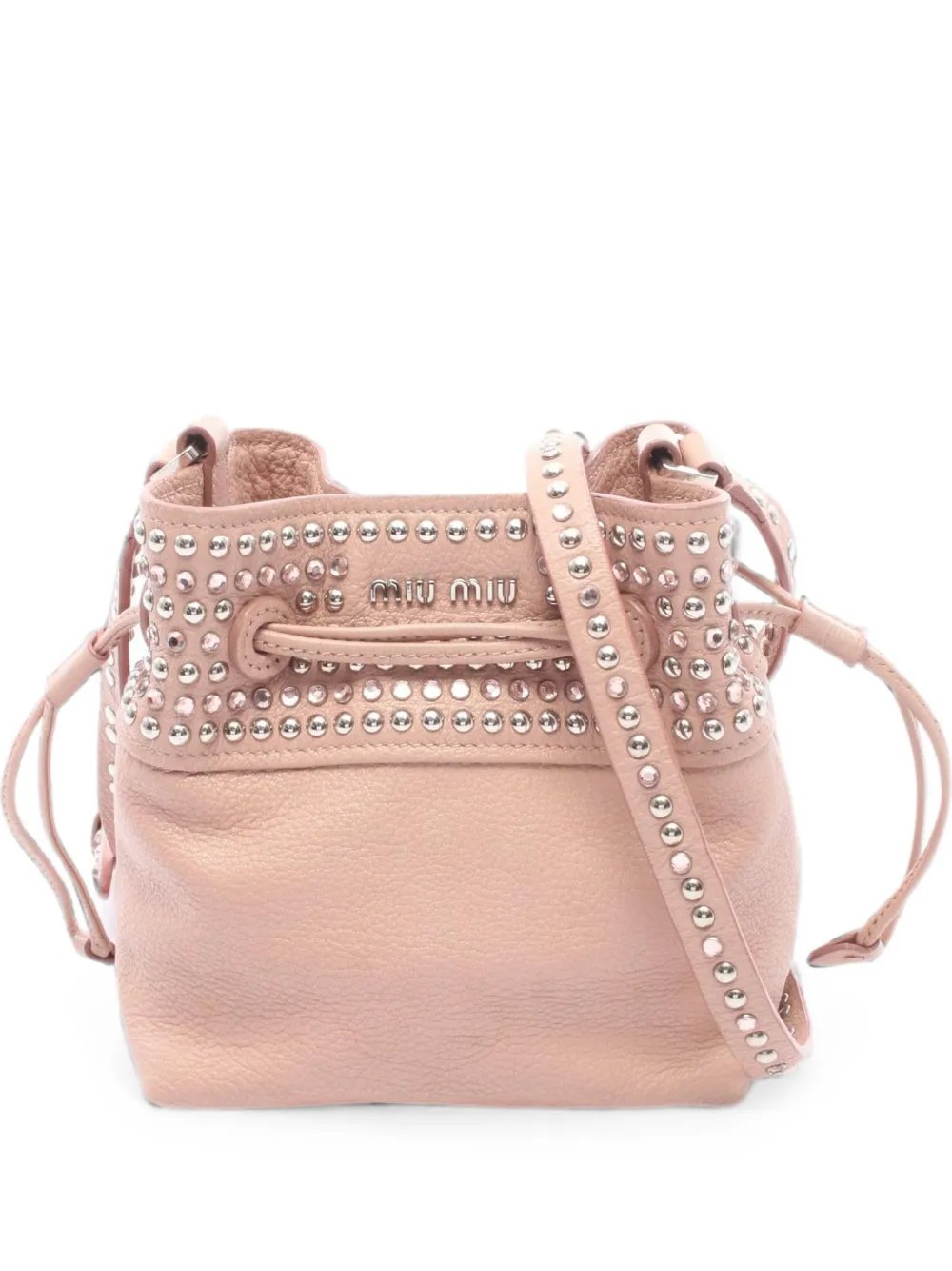 Miu Miu 2010s Madras rhinestone-embellished bucket bag