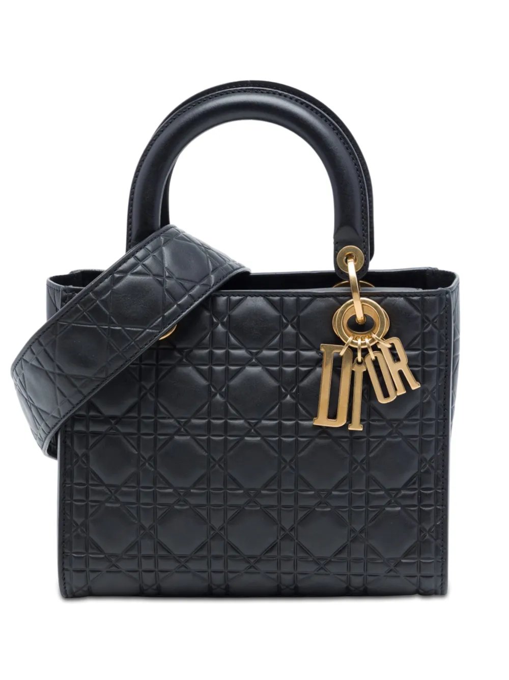 2017 Medium Ultra Matte Calfskin Cannage Embossed Lady Dior satchel