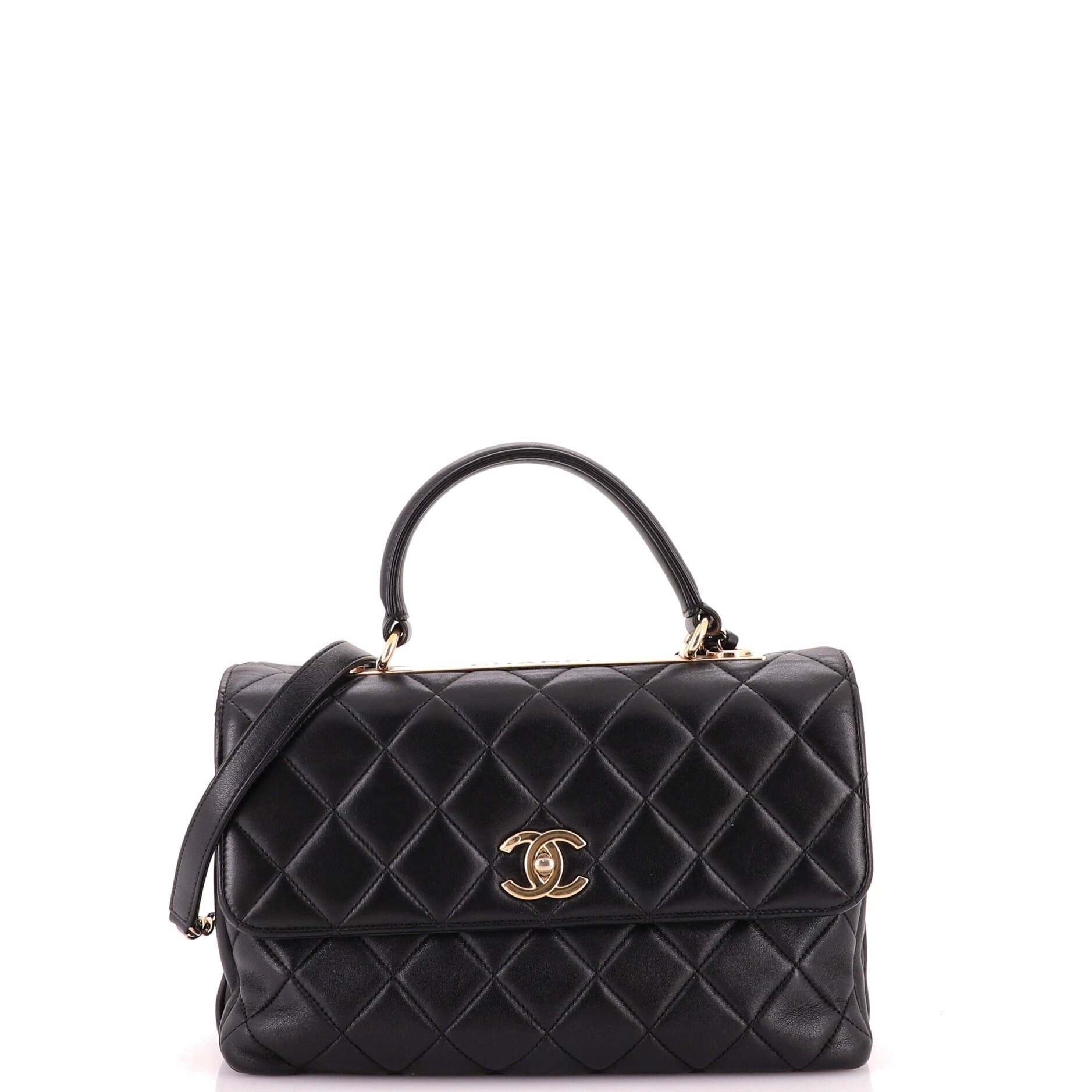 Trendy CC Top Handle Bag Quilted Lambskin Medium