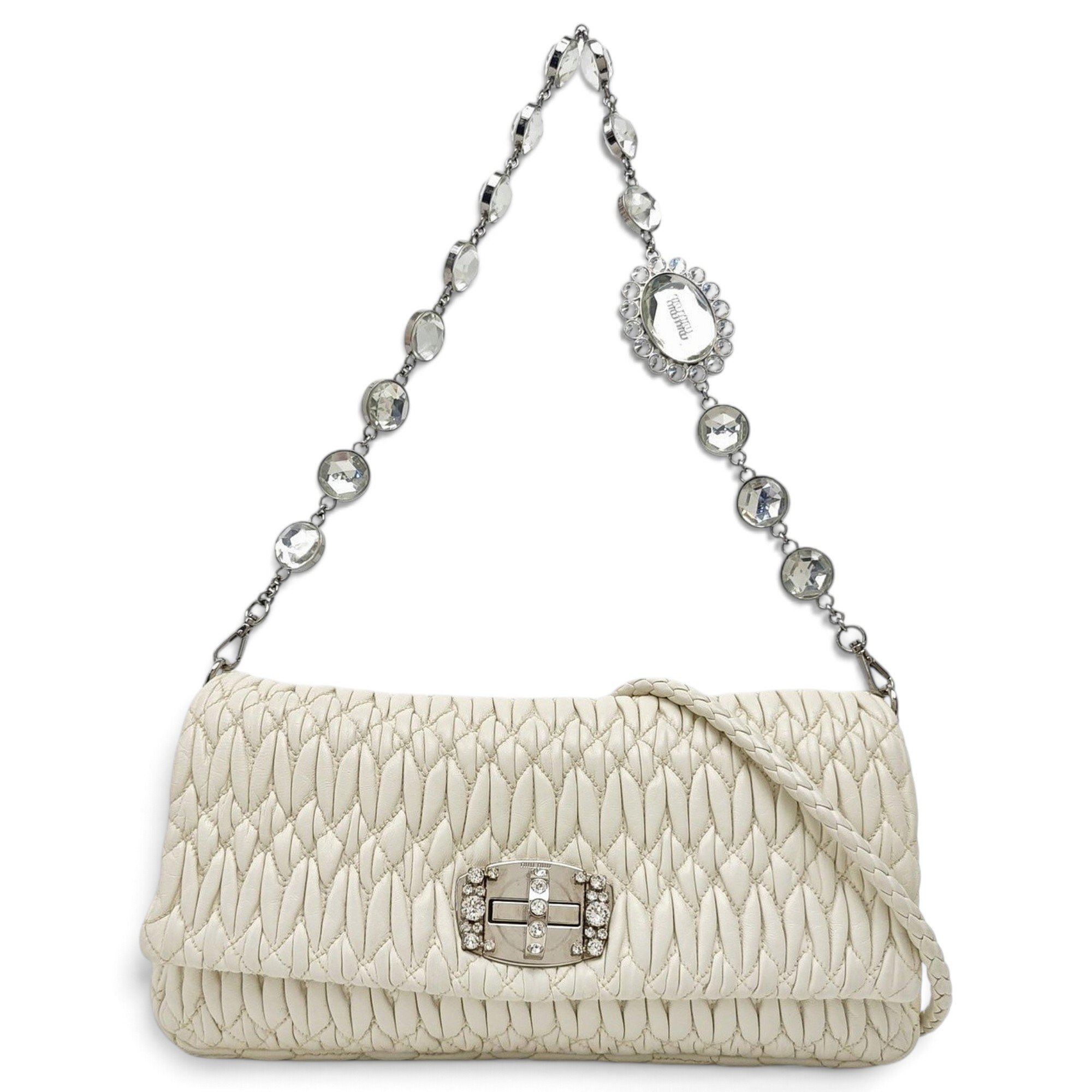 Miu Crystal leather handbag