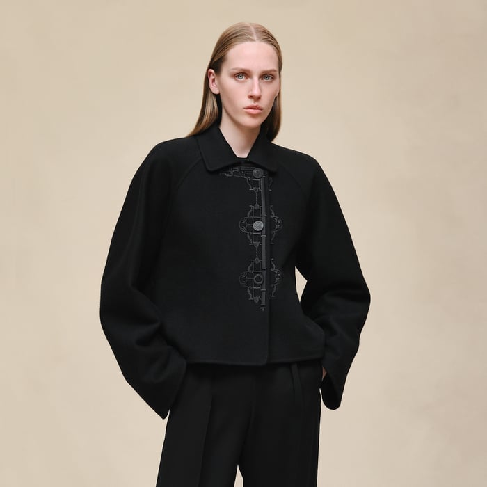 Noir Cashmere Embroidered Jacket