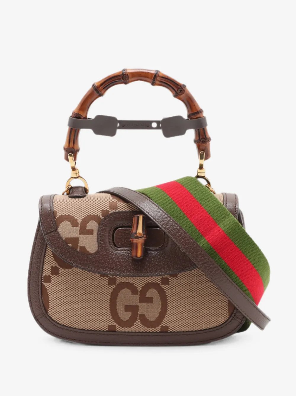 2016-2026 Small Jumbo GG Canvas Web Bamboo 1947 Top Handle Bag satchel