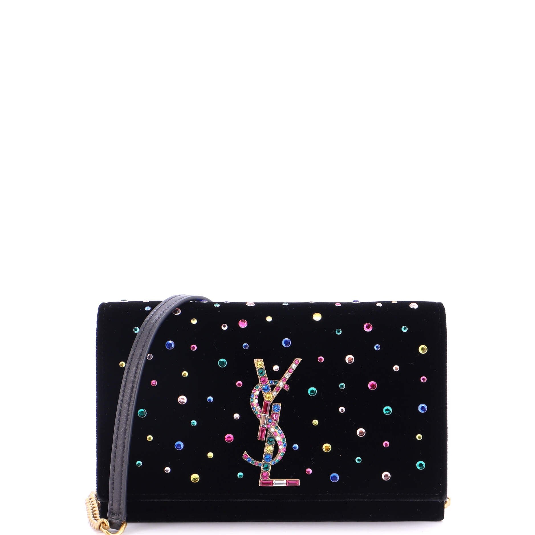 Classic Monogram Wallet on Chain Embellished Velvet