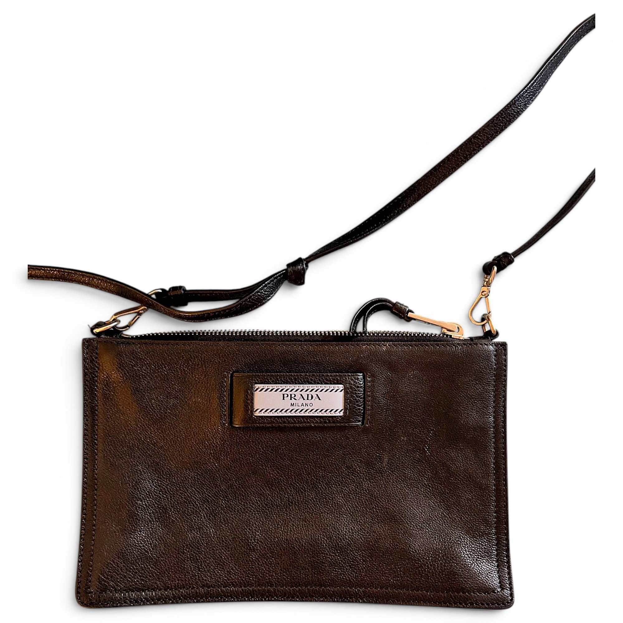 Etiquette leather handbag
