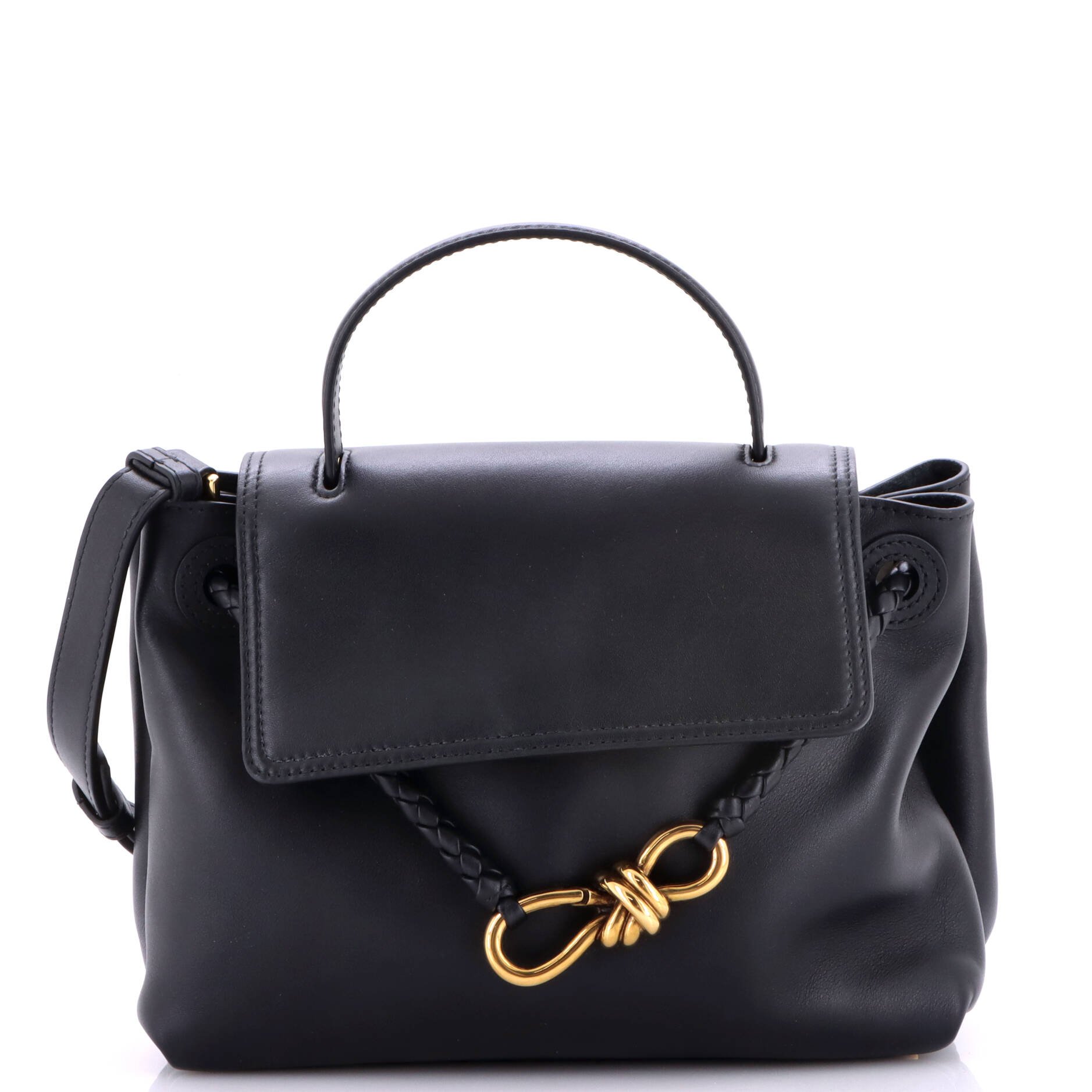 Ciao Ciao Top Handle Bag Leather with Intrecciato Detail Small