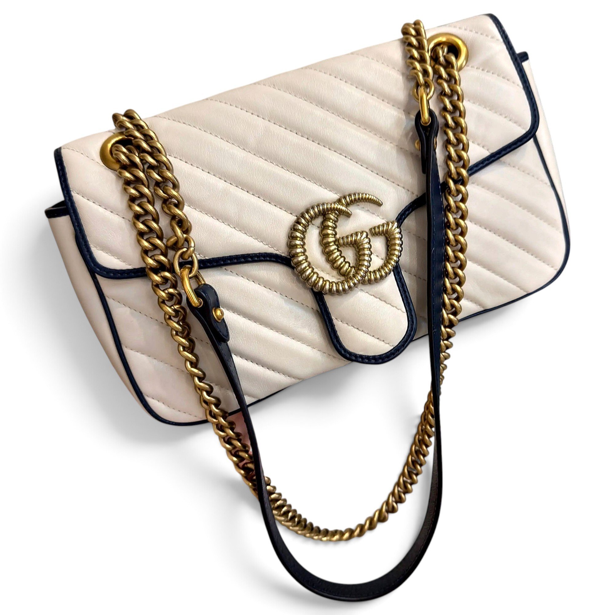 Pearly GG Marmont Flap leather crossbody bag