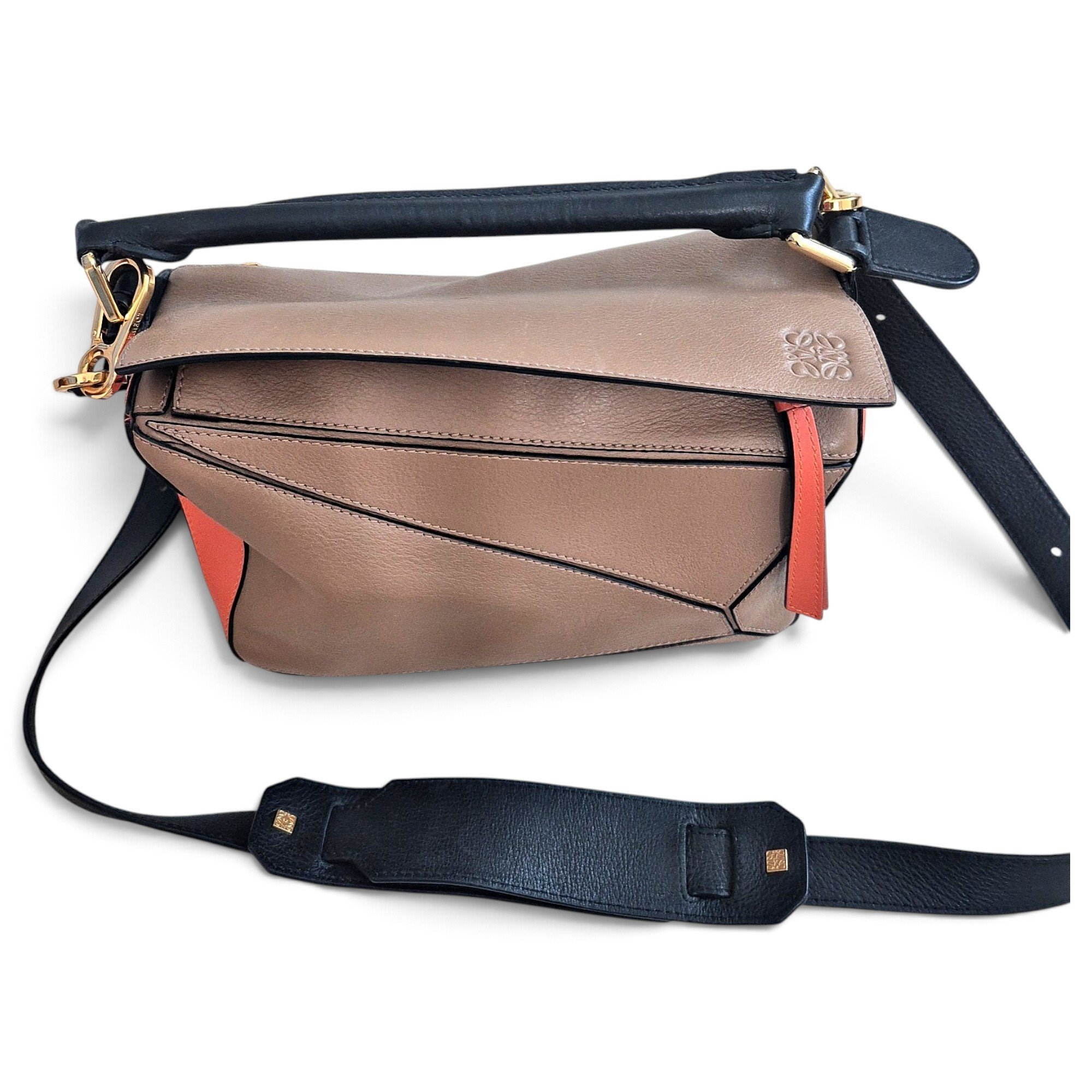 Puzzle leather handbag
