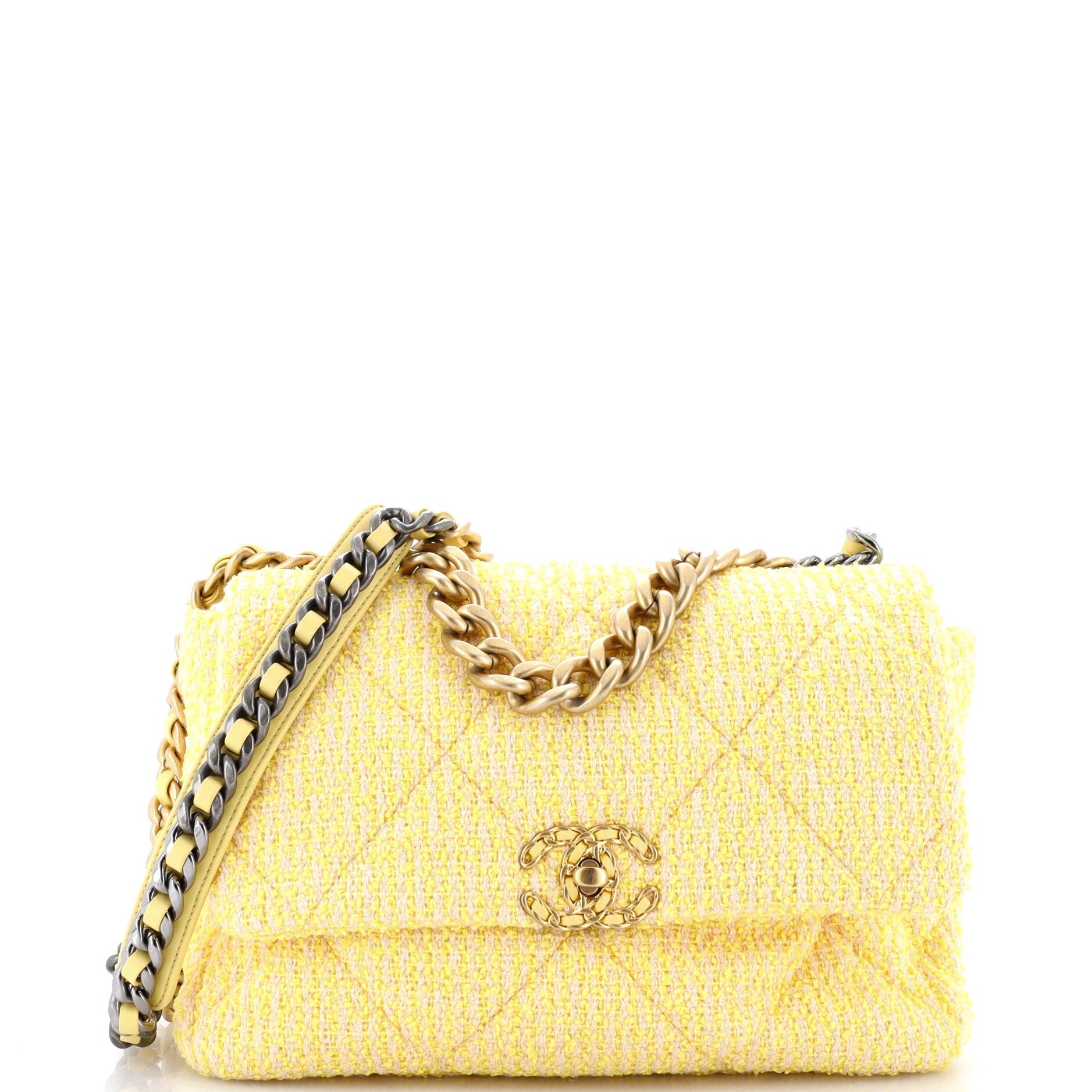 19 Flap Bag Quilted Tweed Large