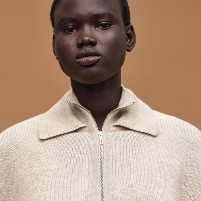 Beige Naturel High Collar Sweater