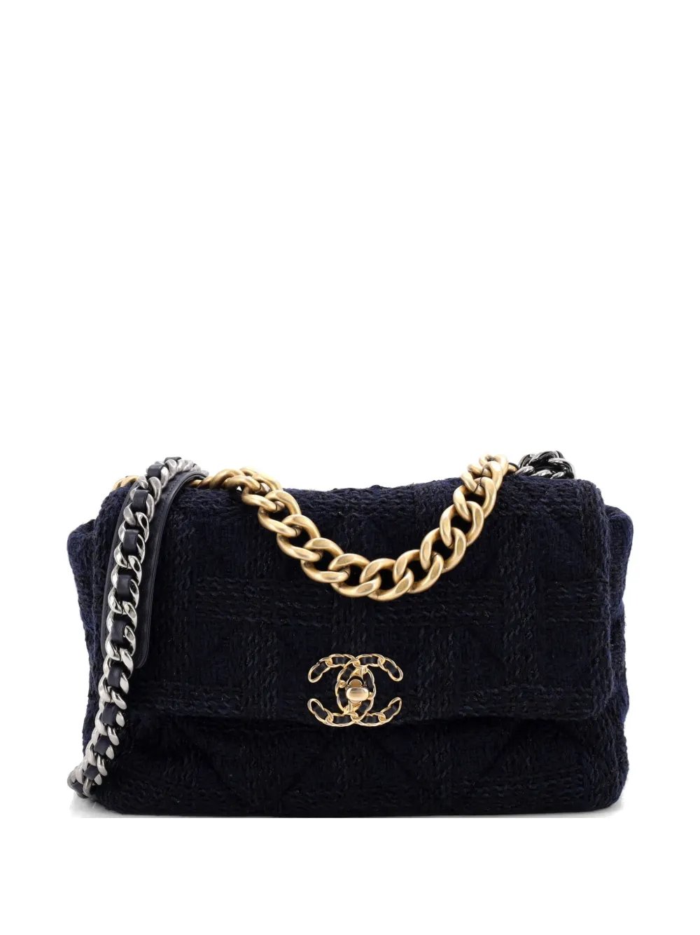 19 Flap Bag Quilted Tweed Large crossbody bag