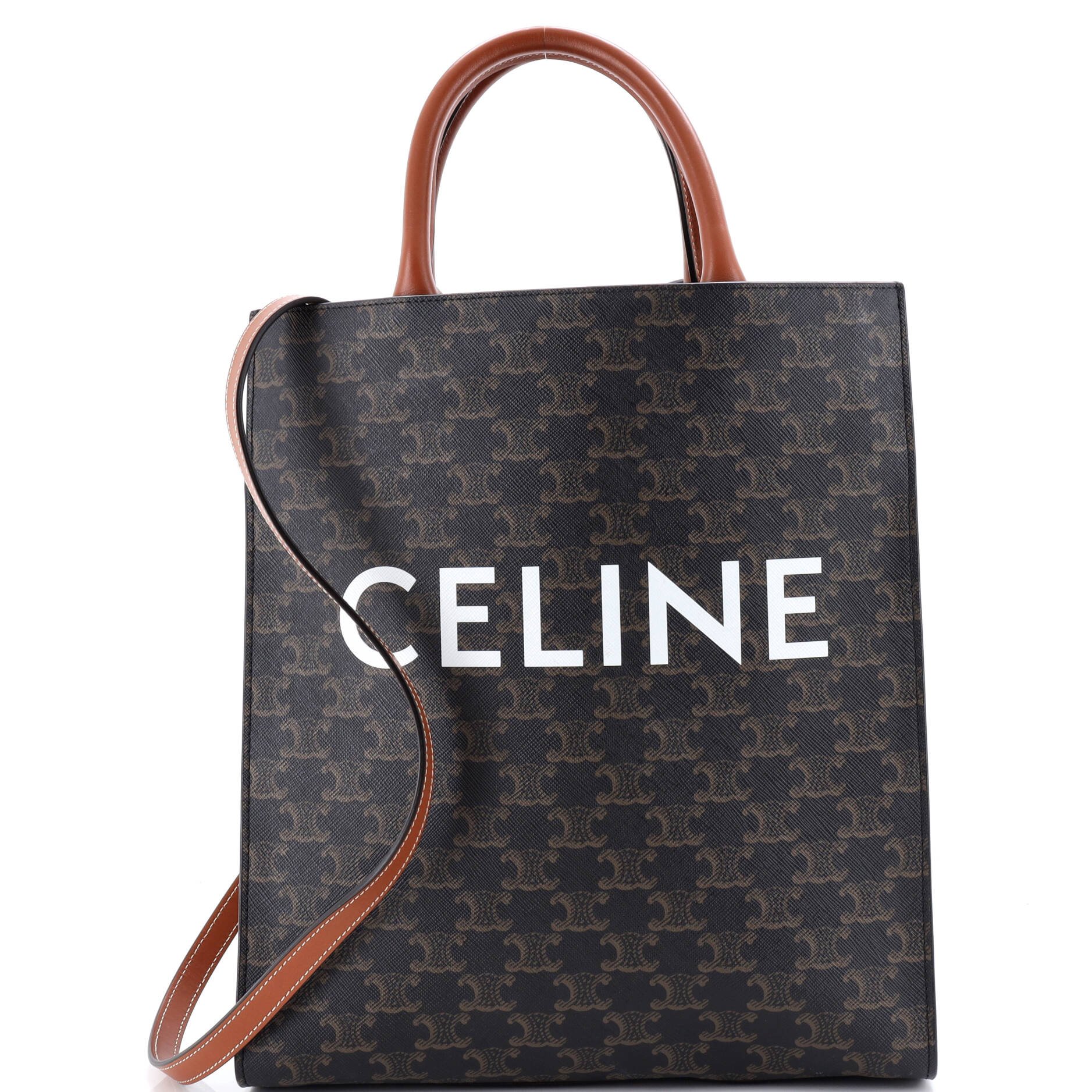 Celine Vertical Cabas Tote Triomphe Coated Canvas Small