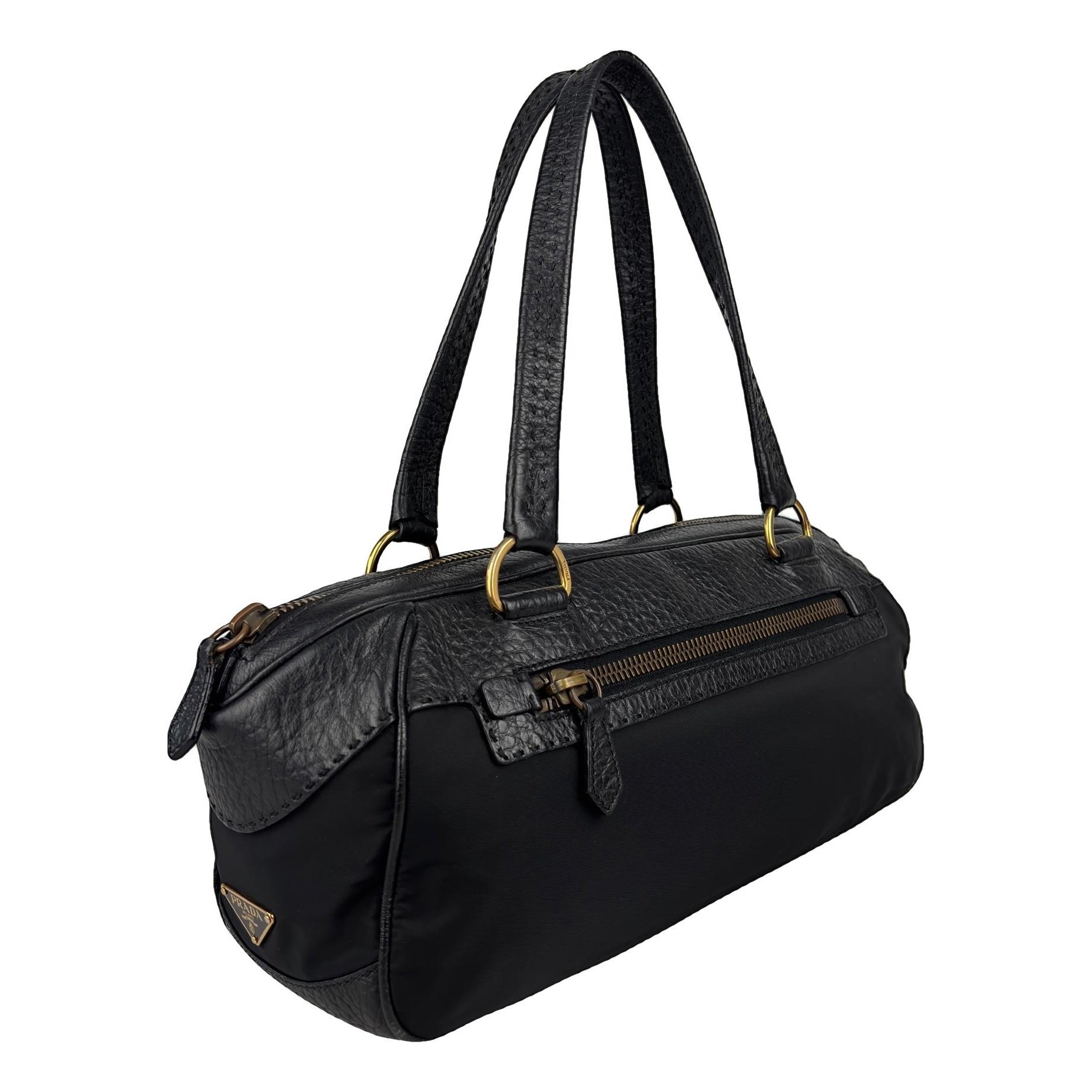 Bowling leather handbag