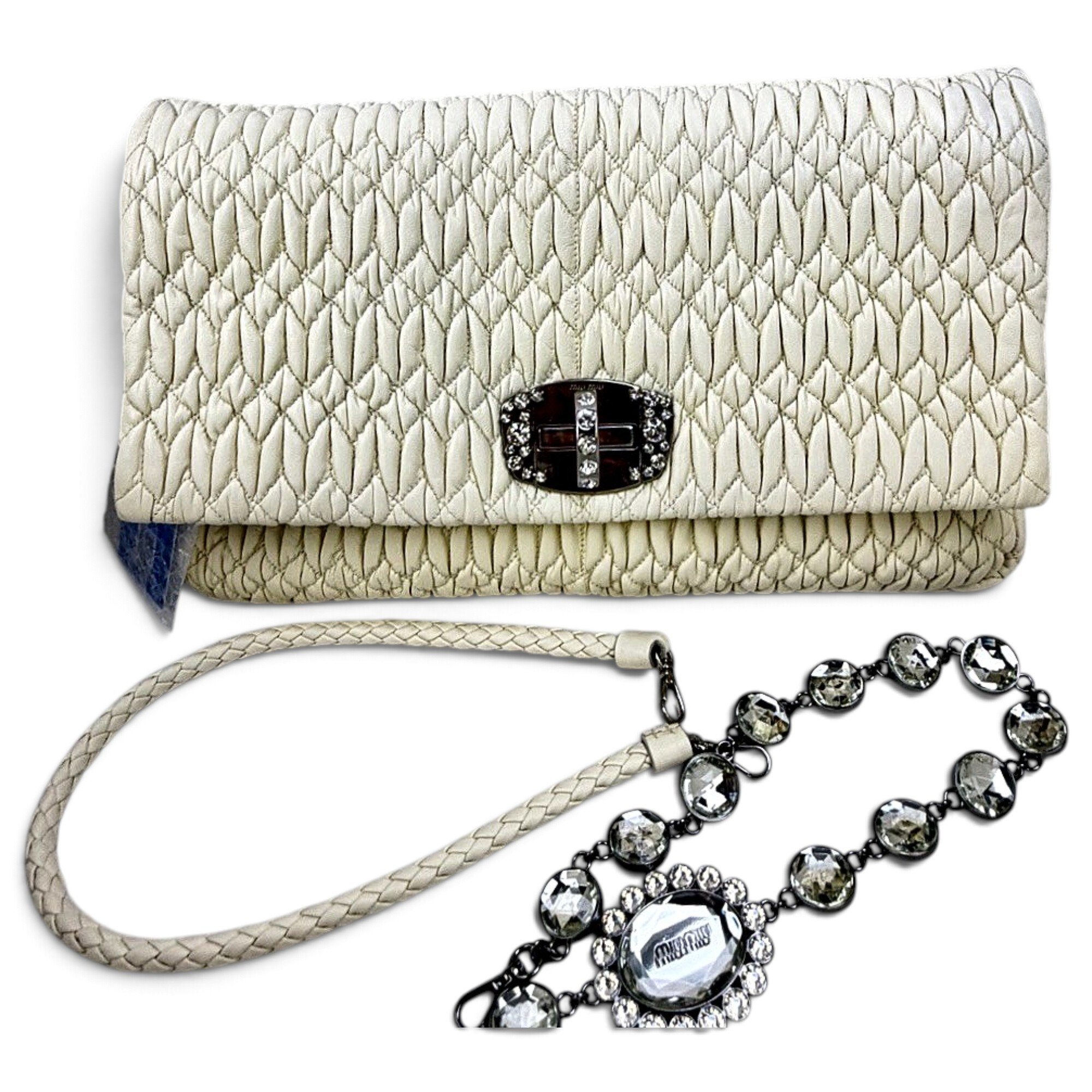 Miu Crystal leather handbag