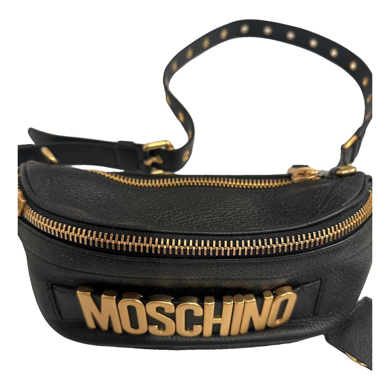 Biker leather clutch bag