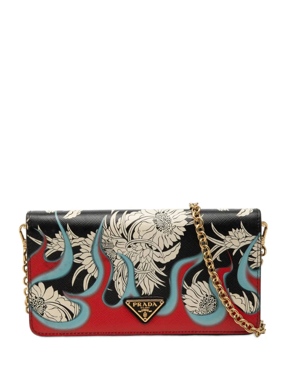 2000-2013 Saffiano Floral Flame Print Wallet on Chain crossbody bag