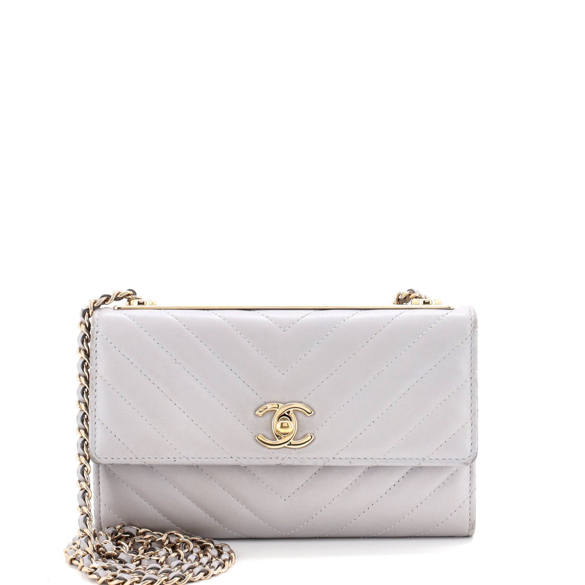 Trendy CC Wallet on Chain Chevron Lambskin